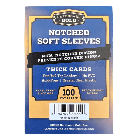 1000ct (10 packs) Notched Soft Card Sleeves for Thick Size Trading Cards - Columbia Hobby - Sports Card Boxes - Toploaders - Card Savers