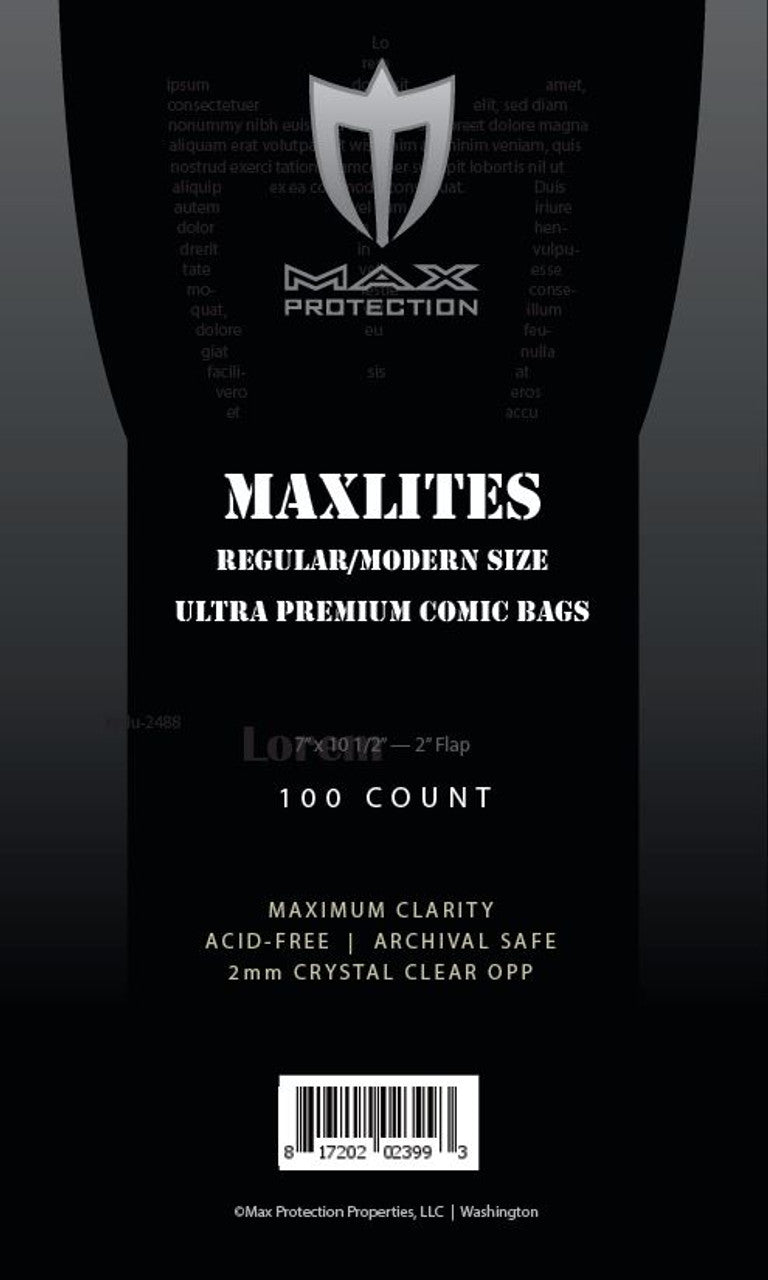 1000ct Case Maxlites 2 Regular / Modern Comic Bags - 7x10 - 1/2" - Columbia Hobby - Sports Card Boxes - Toploaders - Card Savers