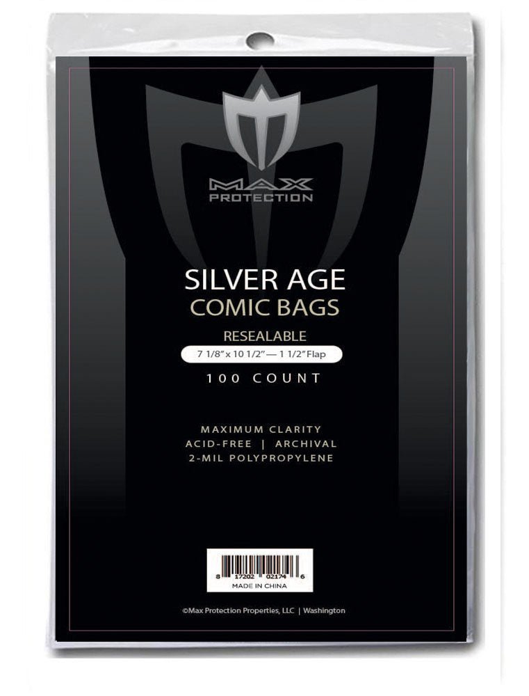 1000ct Case Silver Comic Bags - Resealable - 7 - 1/8x10 - 1/2 - Columbia Hobby - Sports Card Boxes - Toploaders - Card Savers