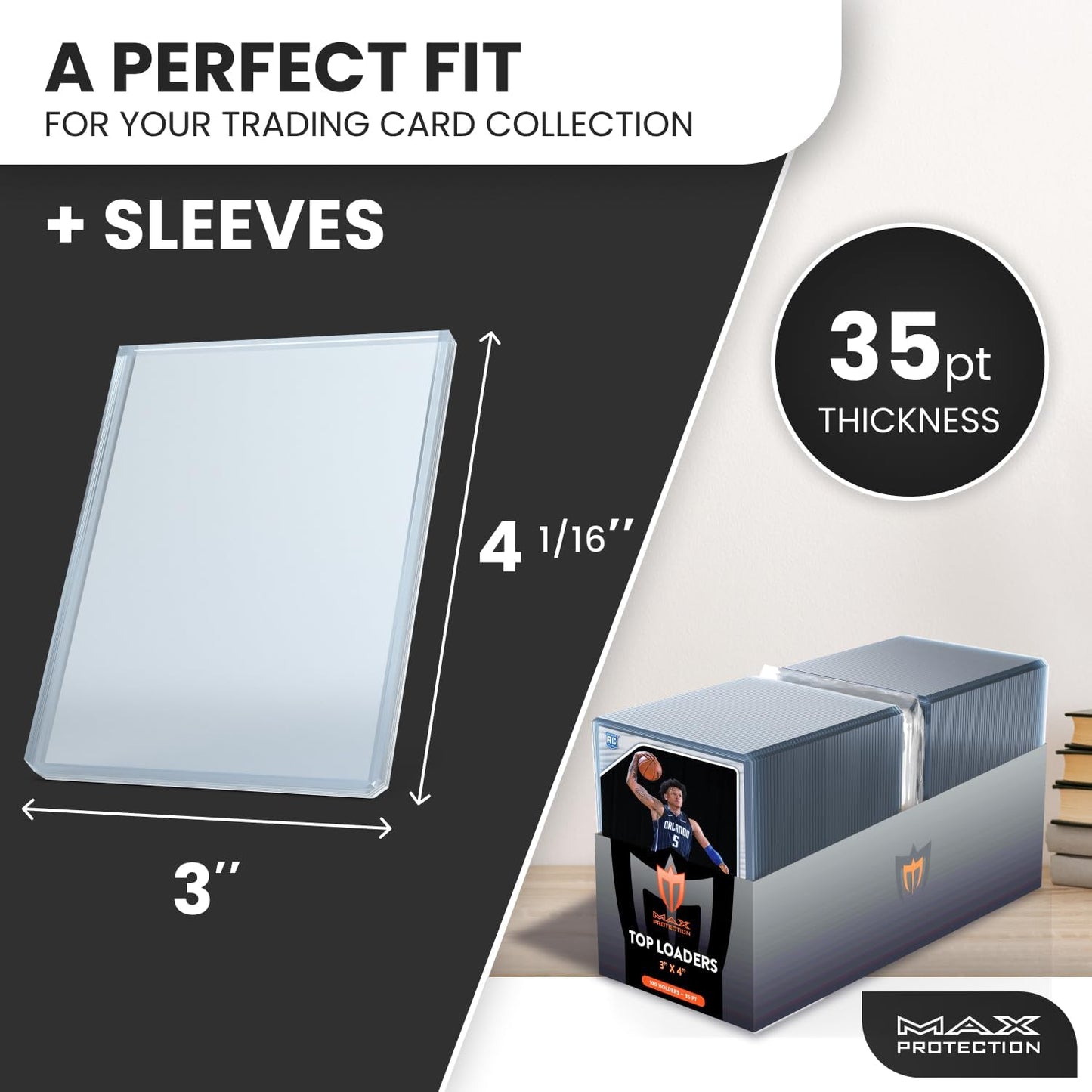 1000ct Case Ultra Max Pro 35pt Trading Card Toploaders plus Soft Sleeves | Crystal Clear Holders - Columbia Hobby - Sports Card Boxes - Toploaders - Card Savers