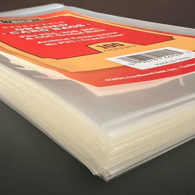 100ct Pack Resealable Graded Card Bags - Cardboard Gold - Columbia Hobby - Sports Card Boxes - Toploaders - Card Savers