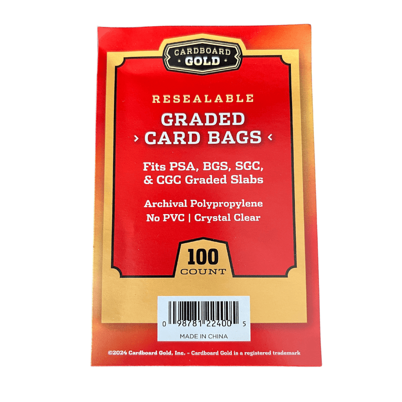 100ct Pack Resealable Graded Card Bags - Cardboard Gold - Columbia Hobby - Sports Card Boxes - Toploaders - Card Savers
