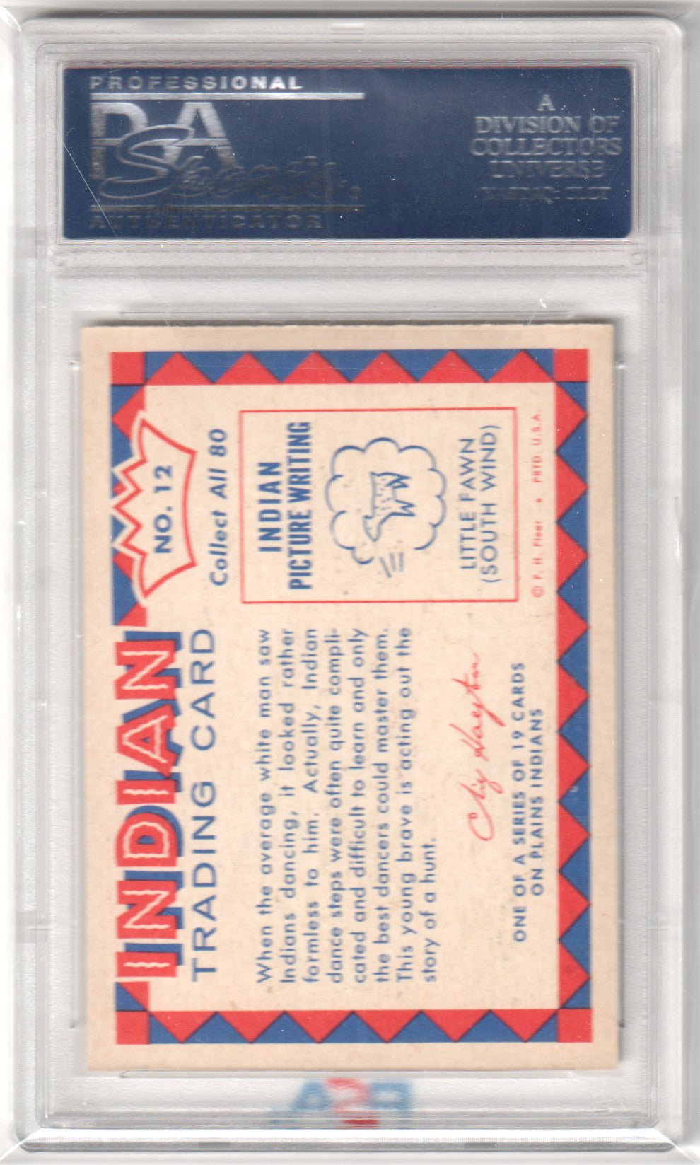 1959 Indian Trading Card Dancing Sioux #12 PSA 9 - Columbia Hobby - Sports Card Boxes - Toploaders - Card Savers