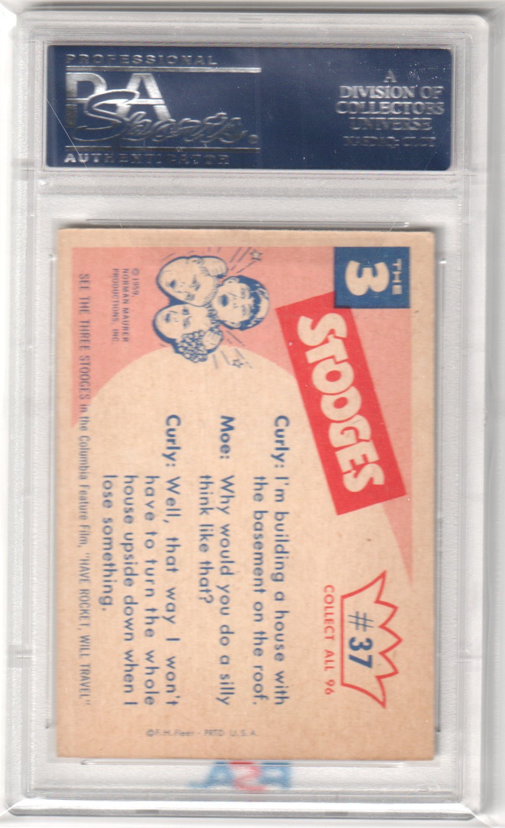 1959 The 3 Stooges I Told You To Turn #37 PSA 5 - Columbia Hobby - Sports Card Boxes - Toploaders - Card Savers