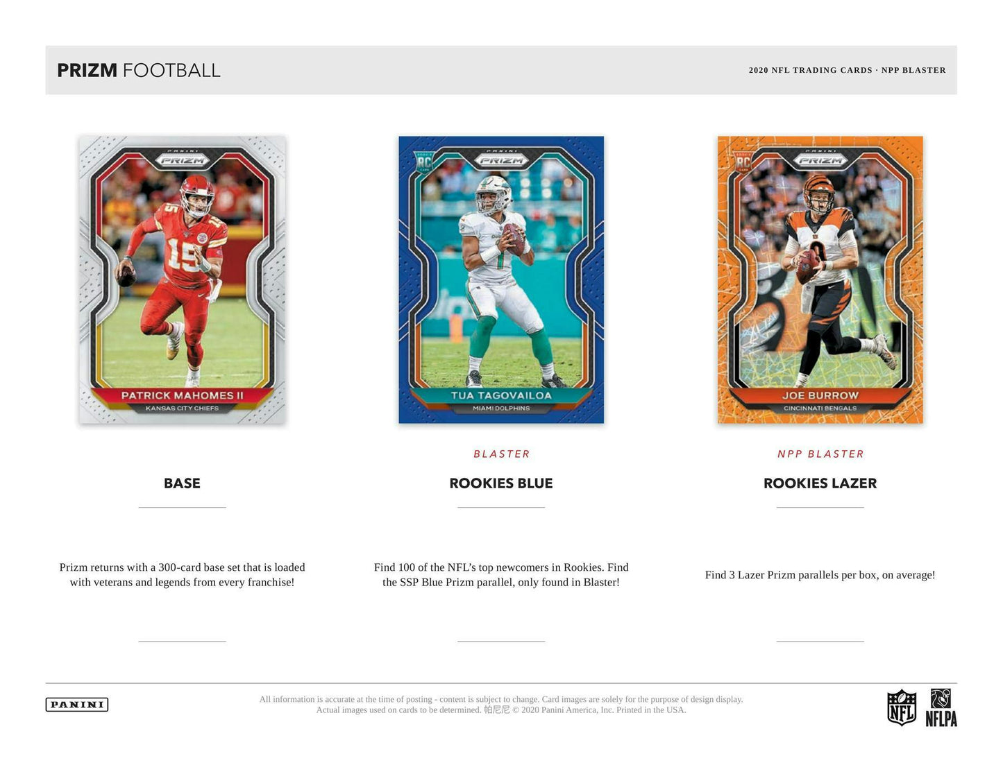 2020 Panini Prizm Football 6 - Pack Blaster Box (Lazer Prizms) - Columbia Hobby - Sports Card Boxes - Toploaders - Card Savers