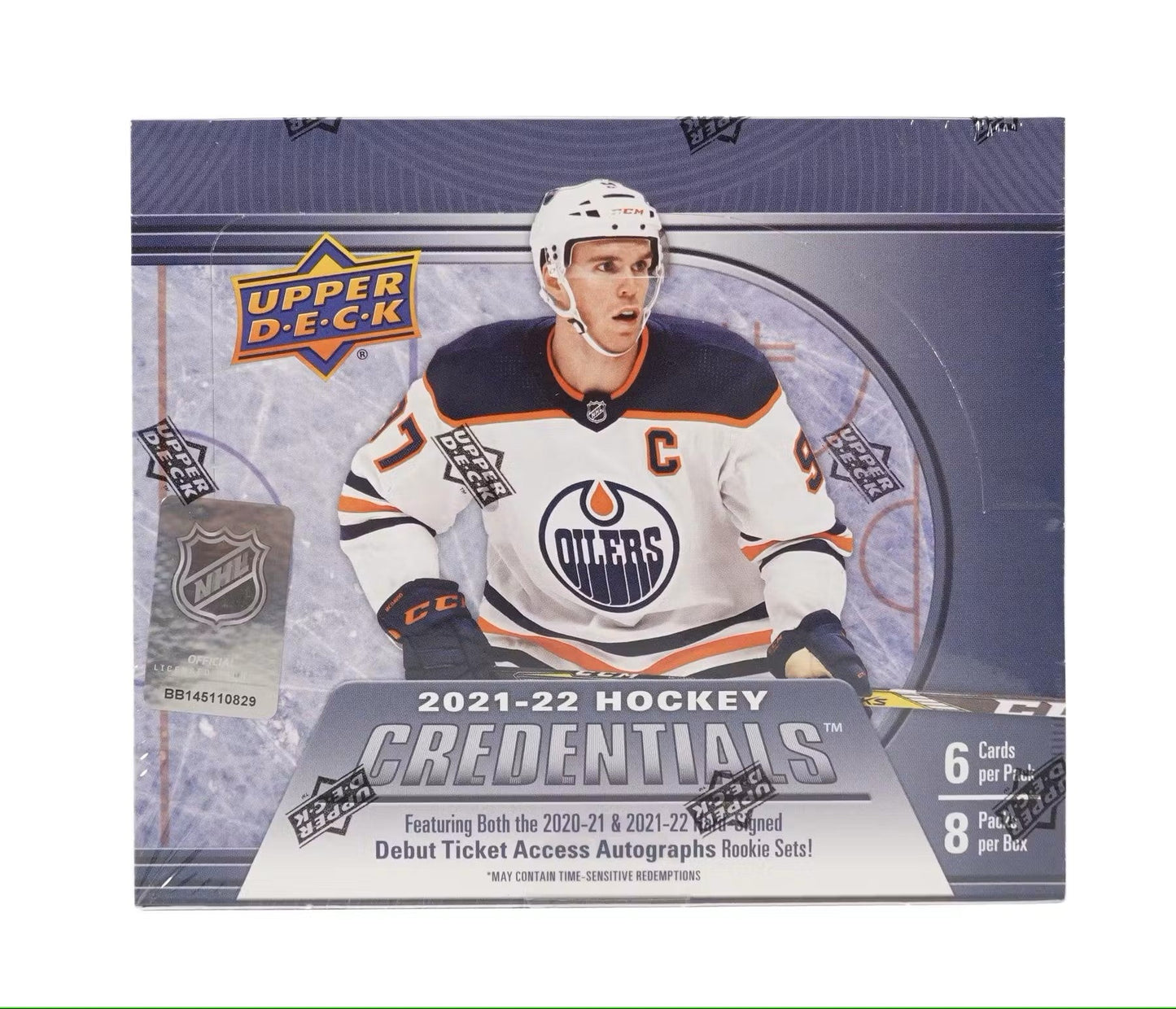 2021 - 22 Upper Deck Credentials Hockey Hobby Box - Columbia Hobby - Sports Card Boxes - Toploaders - Card Savers
