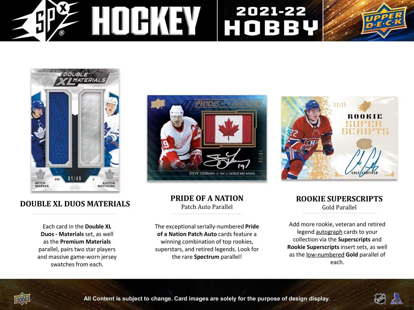 2021 - 22 Upper Deck SPx Hockey Hobby Box - Columbia Hobby - Sports Card Boxes - Toploaders - Card Savers