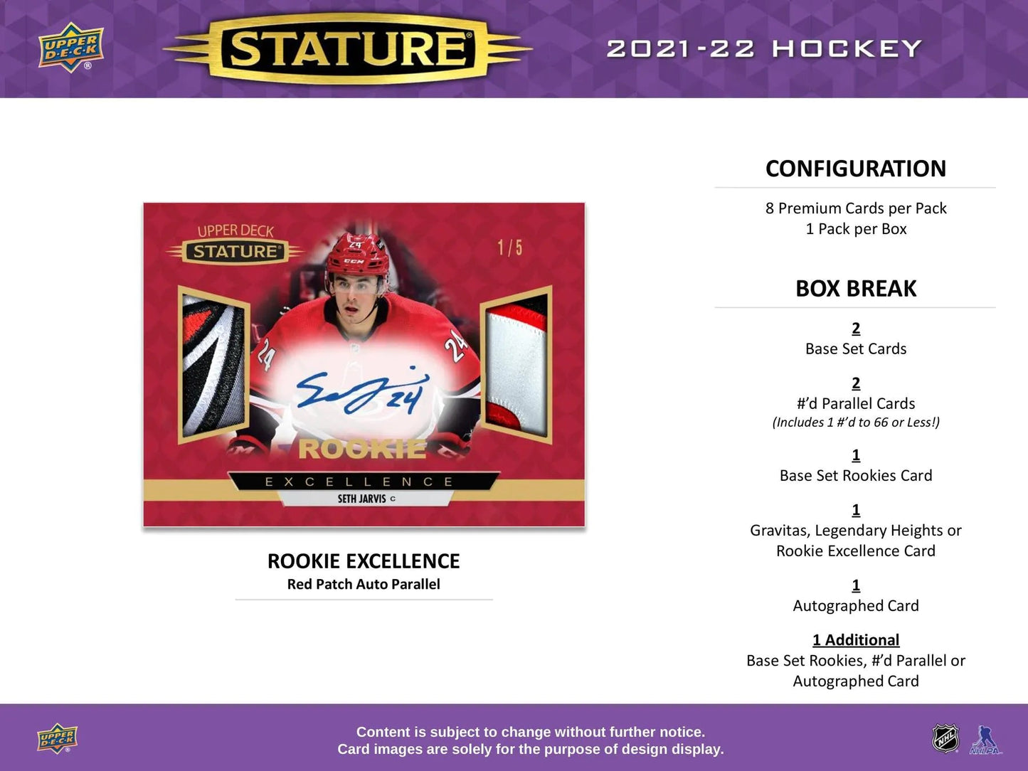 2021 - 22 Upper Deck Stature Hockey Hobby Box - Columbia Hobby - Sports Card Boxes - Toploaders - Card Savers