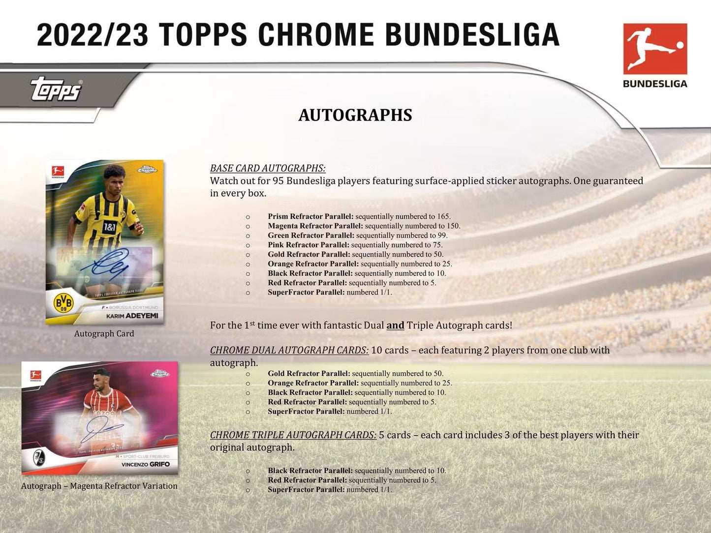2022 - 23 Topps Chrome Bundesliga Soccer Hobby Box - Columbia Hobby - Sports Card Boxes - Toploaders - Card Savers