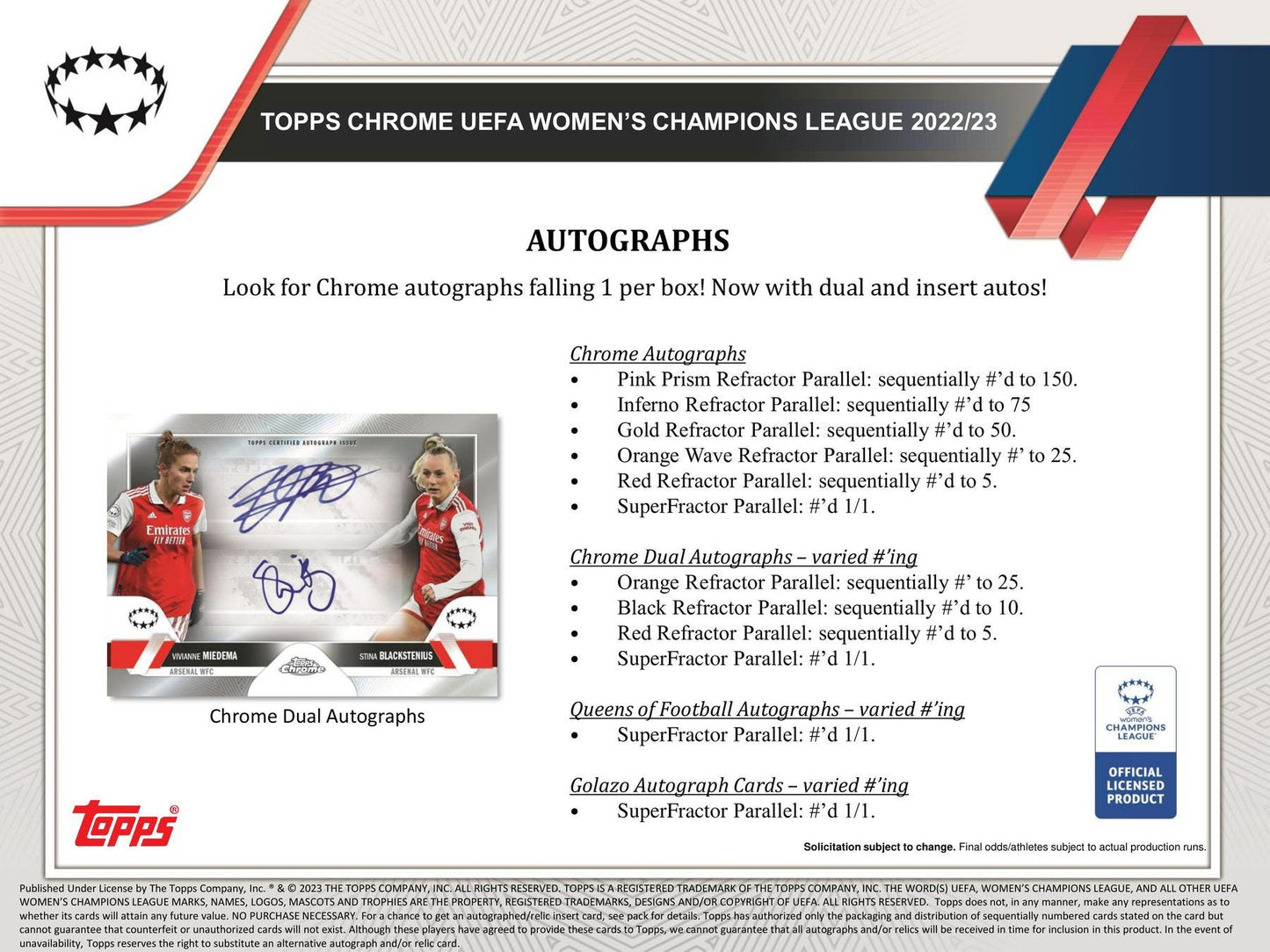 2022 - 23 Topps Chrome UEFA Women's Champions League Soccer Hobby Box - Columbia Hobby - Sports Card Boxes - Toploaders - Card Savers