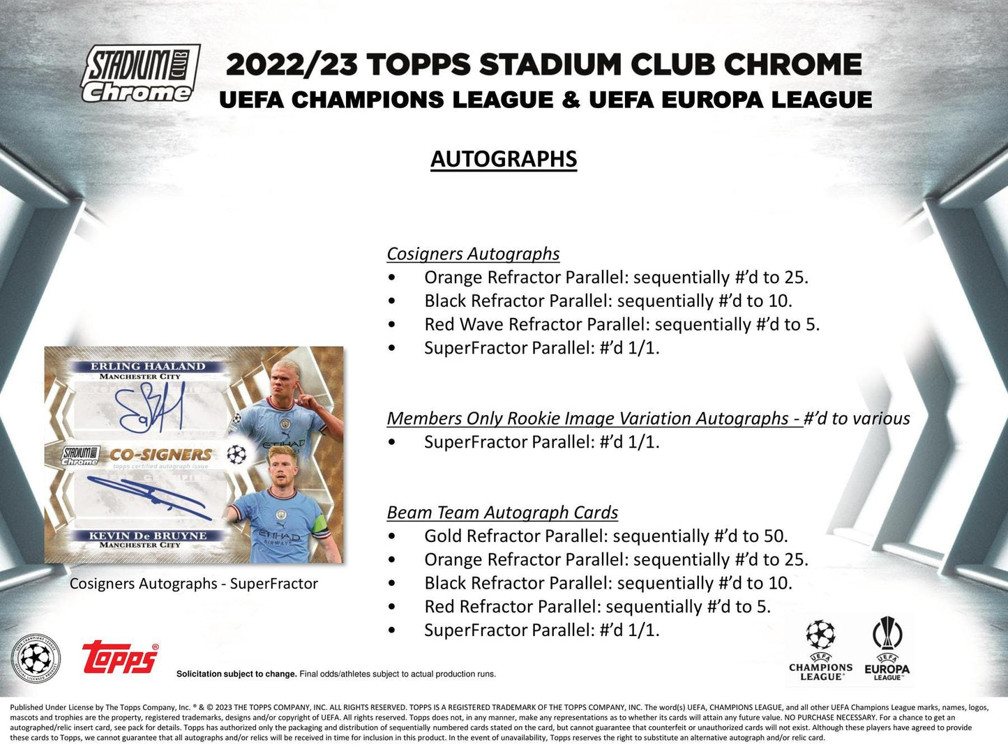 2022 - 23 Topps Stadium Club Chrome UEFA Club Competitions Soccer Hobby Box - Columbia Hobby - Sports Card Boxes - Toploaders - Card Savers