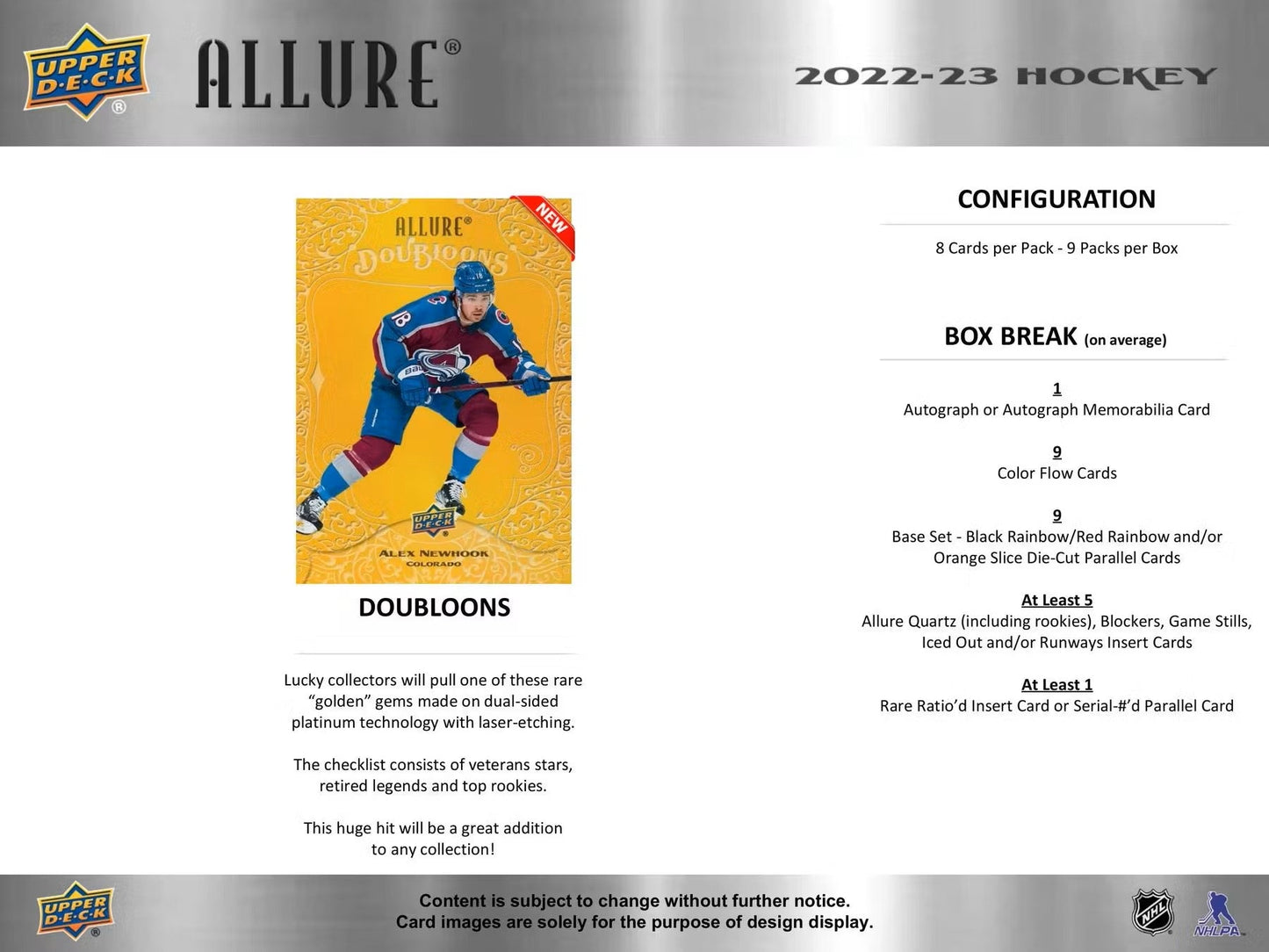2022 - 23 Upper Deck Allure Hockey Hobby Box - Columbia Hobby - Sports Card Boxes - Toploaders - Card Savers
