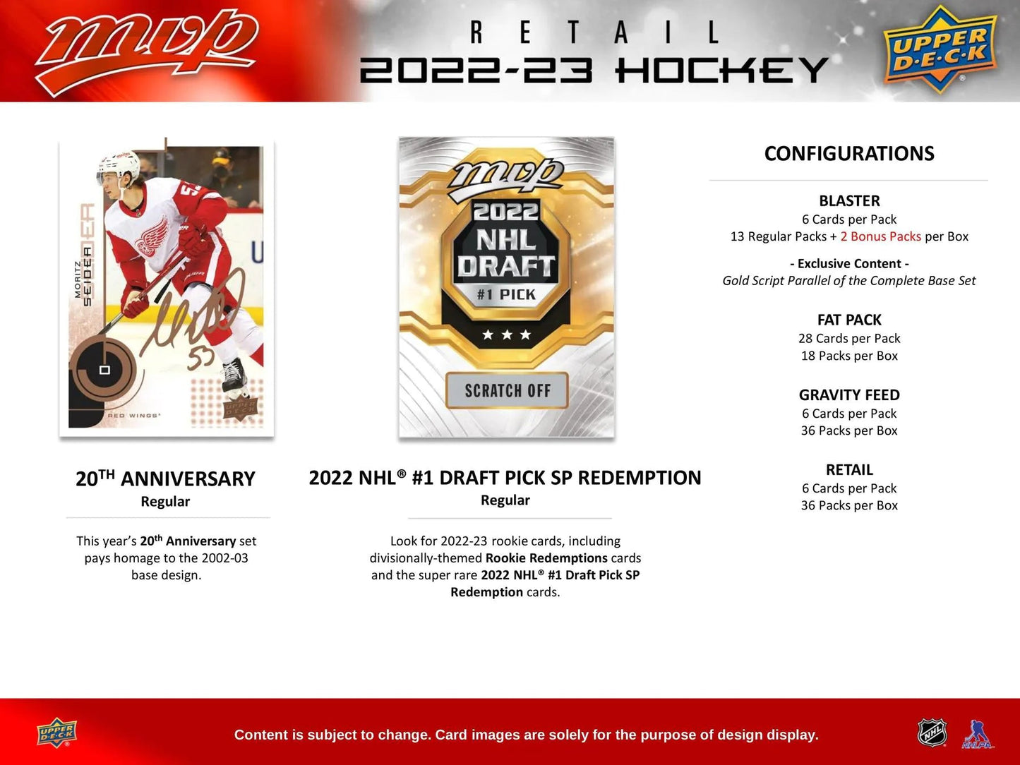 2022 - 23 Upper Deck MVP Hockey Retail 36 - Pack Box - Columbia Hobby - Sports Card Boxes - Toploaders - Card Savers