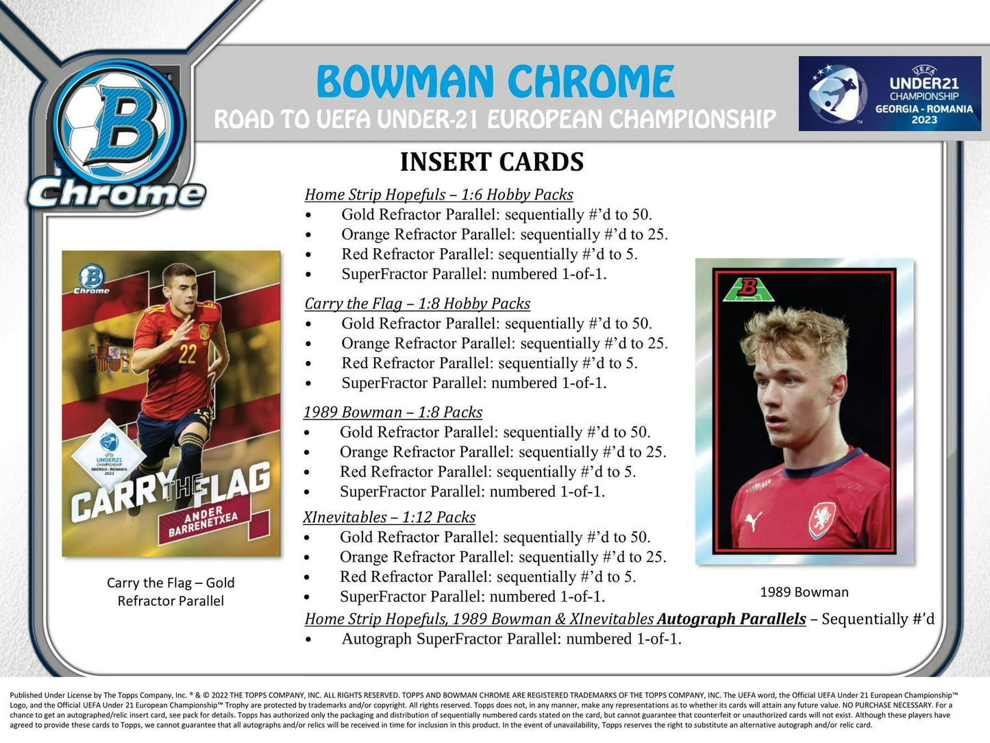 2022 Bowman Chrome Road to UEFA Under - 21 European Championship Soccer Hobby Box - Columbia Hobby - Sports Card Boxes - Toploaders - Card Savers