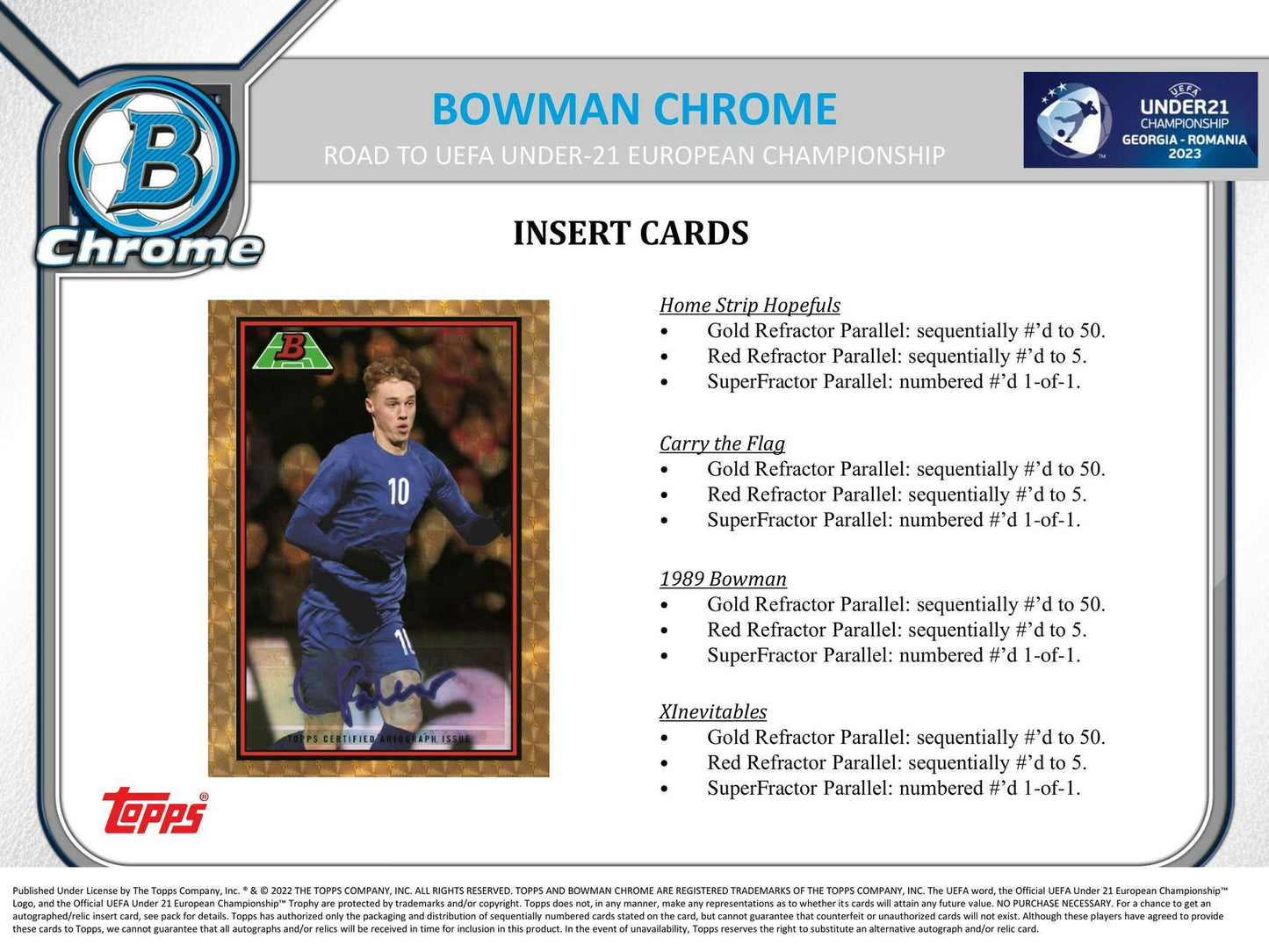 2022 Bowman Chrome Road to UEFA Under - 21 European Championship Soccer LITE Box - Columbia Hobby - Sports Card Boxes - Toploaders - Card Savers