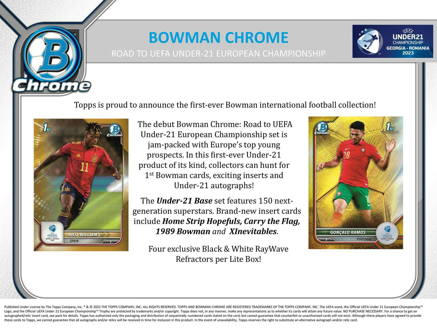 2022 Bowman Chrome Road to UEFA Under - 21 European Championship Soccer LITE Box - Columbia Hobby - Sports Card Boxes - Toploaders - Card Savers