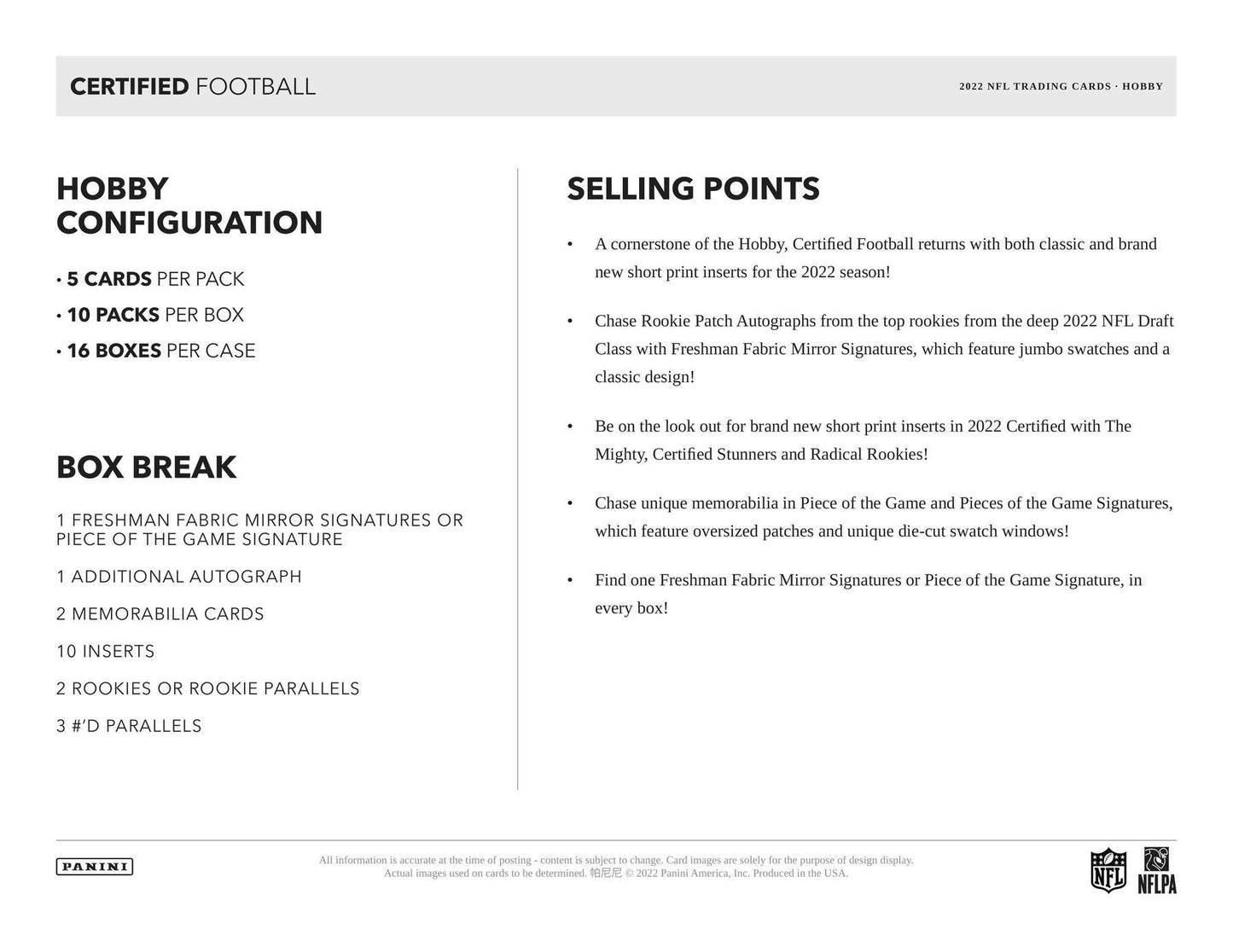2022 Panini Certified Football 1st Off The Line FOTL Hobby Box - Columbia Hobby - Sports Card Boxes - Toploaders - Card Savers