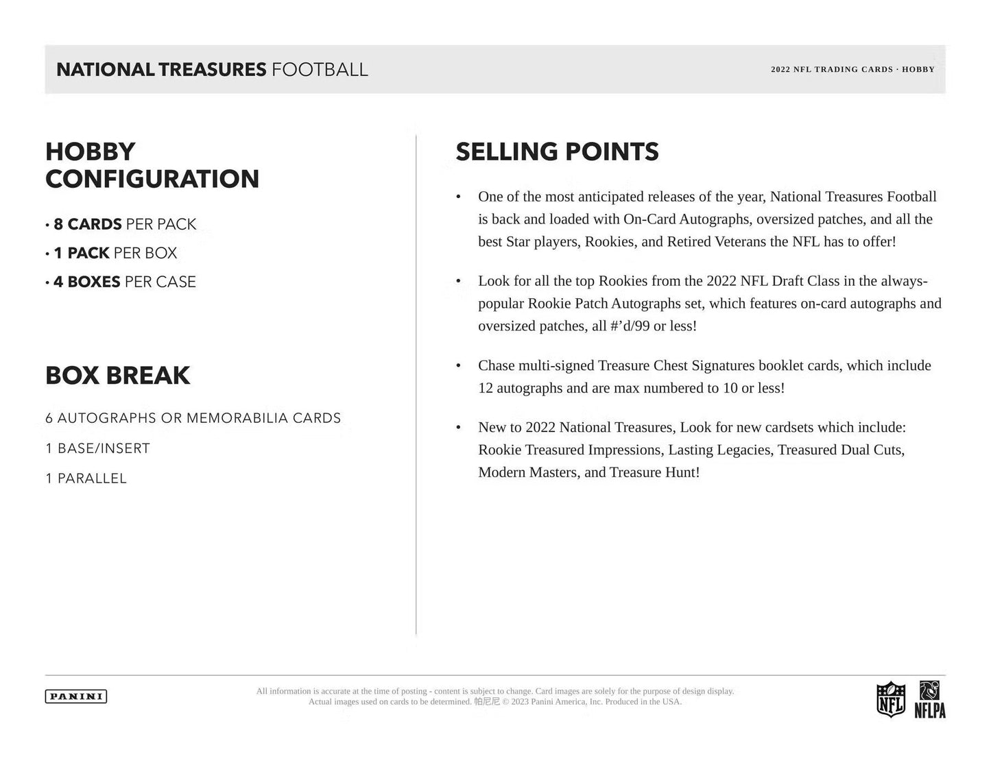 2022 Panini National Treasures Football Hobby Box - Columbia Hobby - Sports Card Boxes - Toploaders - Card Savers