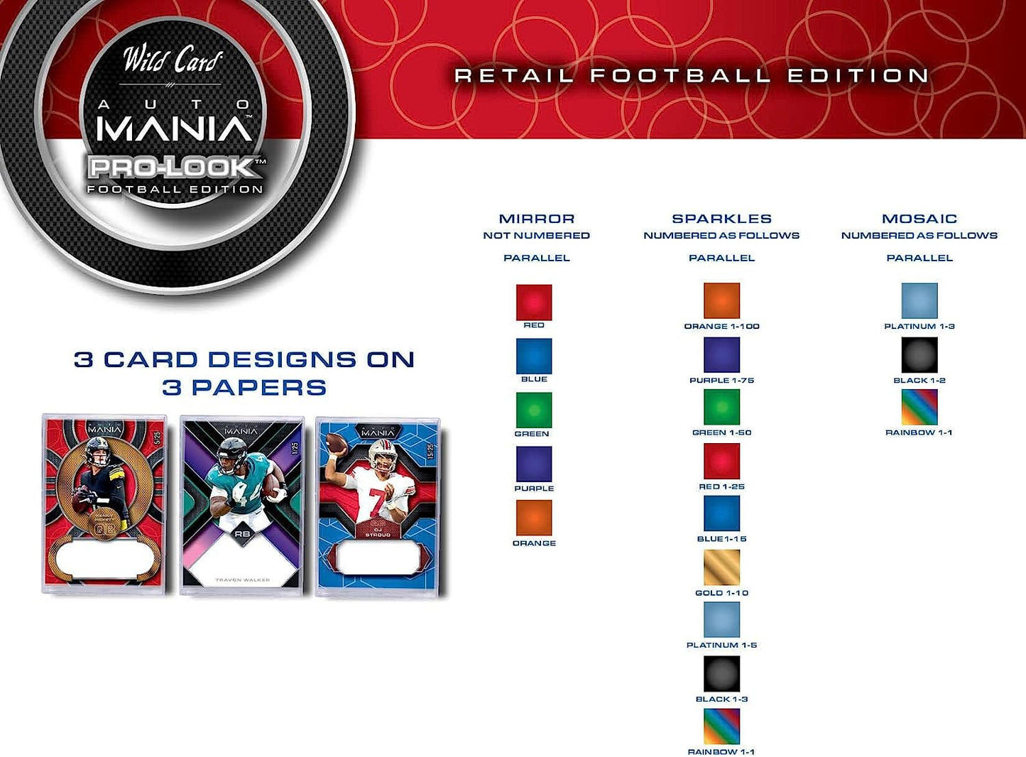 2022 Wild Card Auto Mania Pro Look Football Retail Box - Columbia Hobby - Sports Card Boxes - Toploaders - Card Savers