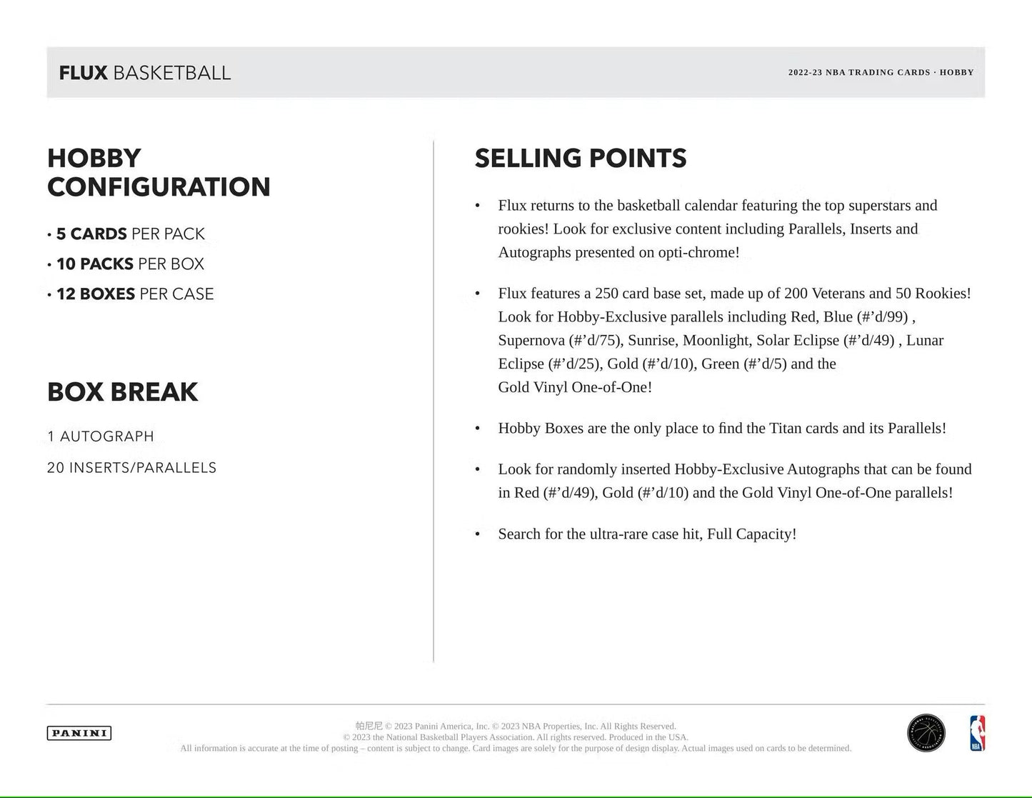 2022/23 Panini Flux Basketball Hobby Box - Columbia Hobby - Sports Card Boxes - Toploaders - Card Savers