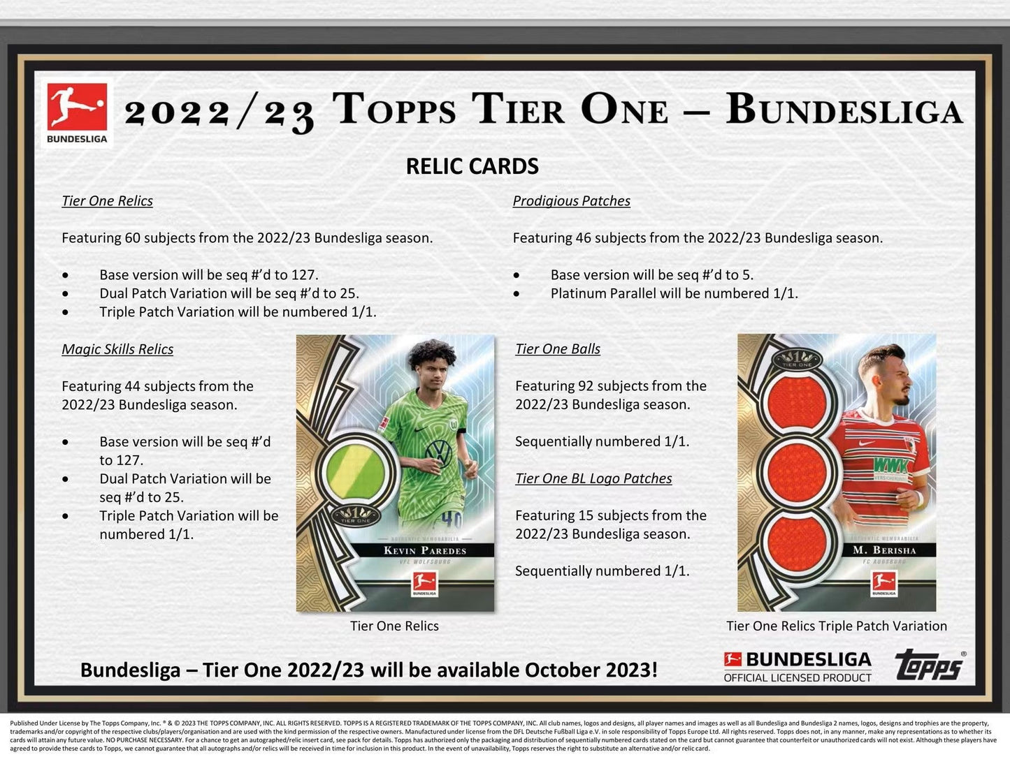 2022/23 Topps Tier One Bundesliga Soccer Hobby Box - Columbia Hobby - Sports Card Boxes - Toploaders - Card Savers