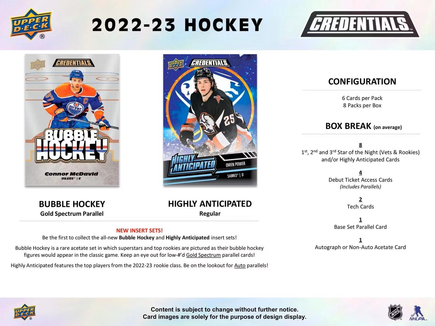 2022/23 Upper Deck Credentials Hockey Hobby Box - Columbia Hobby - Sports Card Boxes - Toploaders - Card Savers