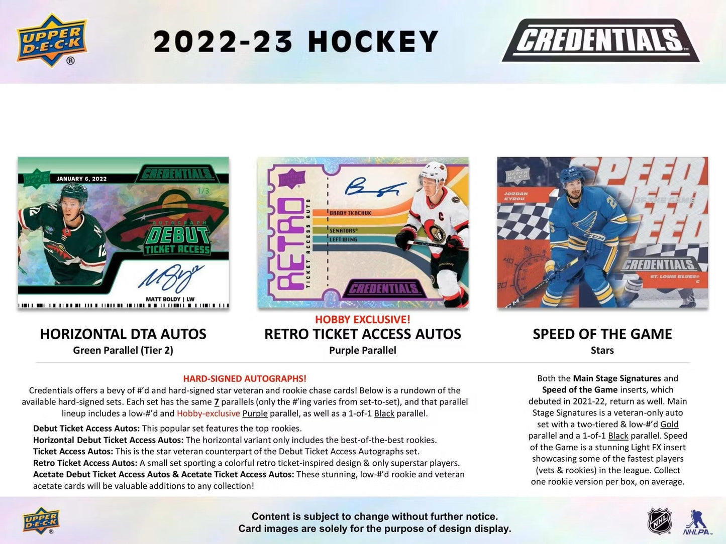 2022/23 Upper Deck Credentials Hockey Hobby Box - Columbia Hobby - Sports Card Boxes - Toploaders - Card Savers