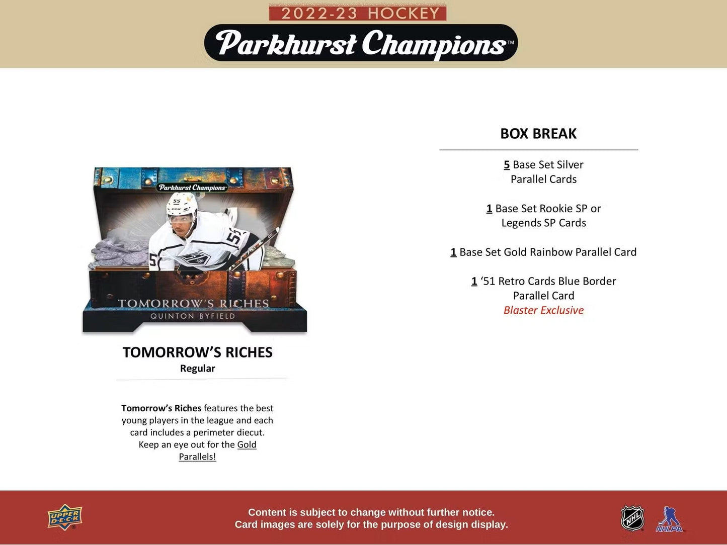 2022/23 Upper Deck Parkhurst Champions Hockey 5 - Pack Blaster Box - Columbia Hobby - Sports Card Boxes - Toploaders - Card Savers