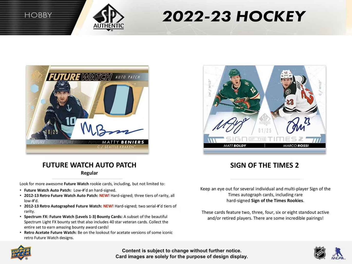 2022/23 Upper Deck SP Authentic Hockey Hobby Box - Columbia Hobby - Sports Card Boxes - Toploaders - Card Savers