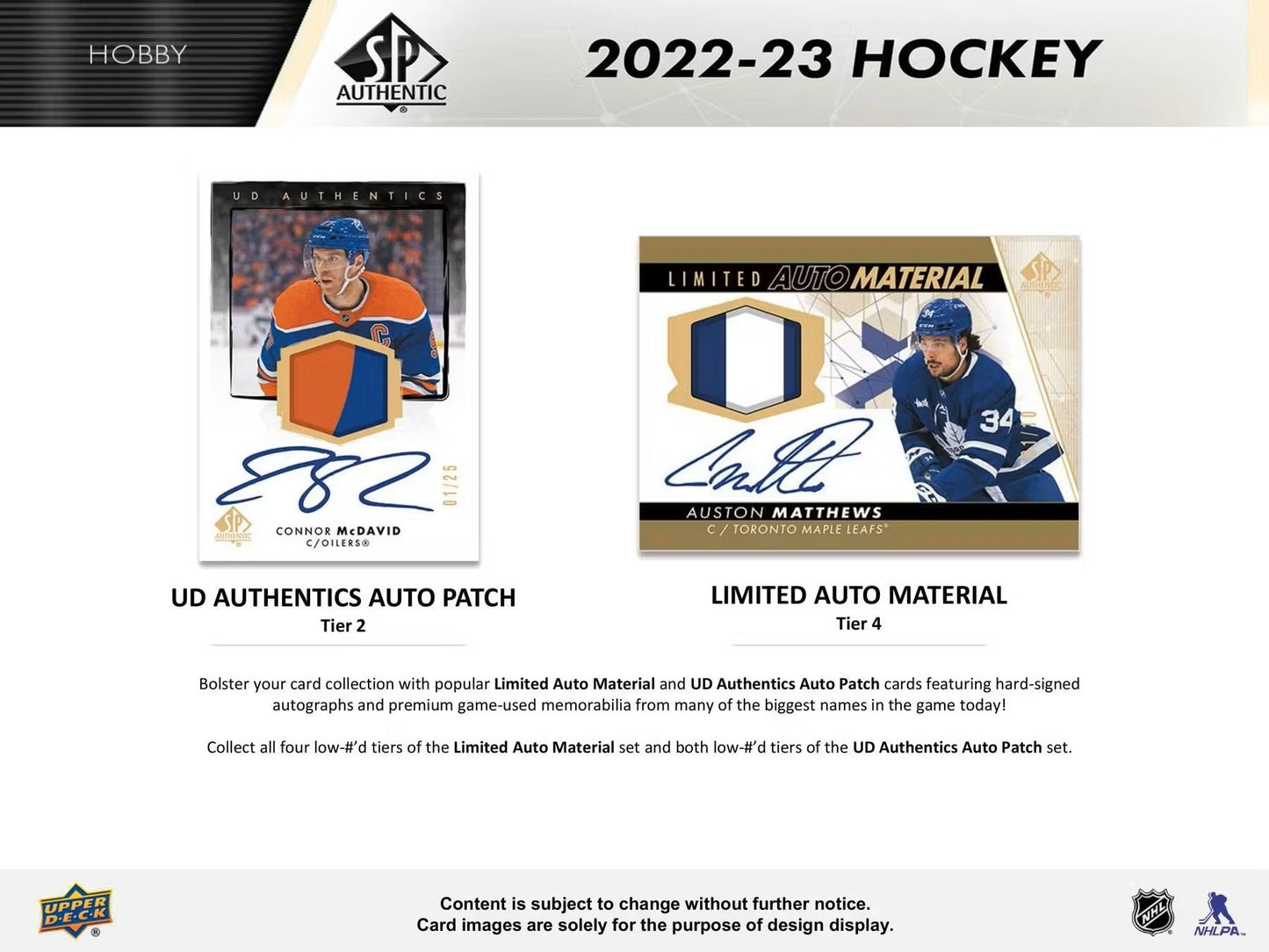 2022/23 Upper Deck SP Authentic Hockey Hobby Box - Columbia Hobby - Sports Card Boxes - Toploaders - Card Savers