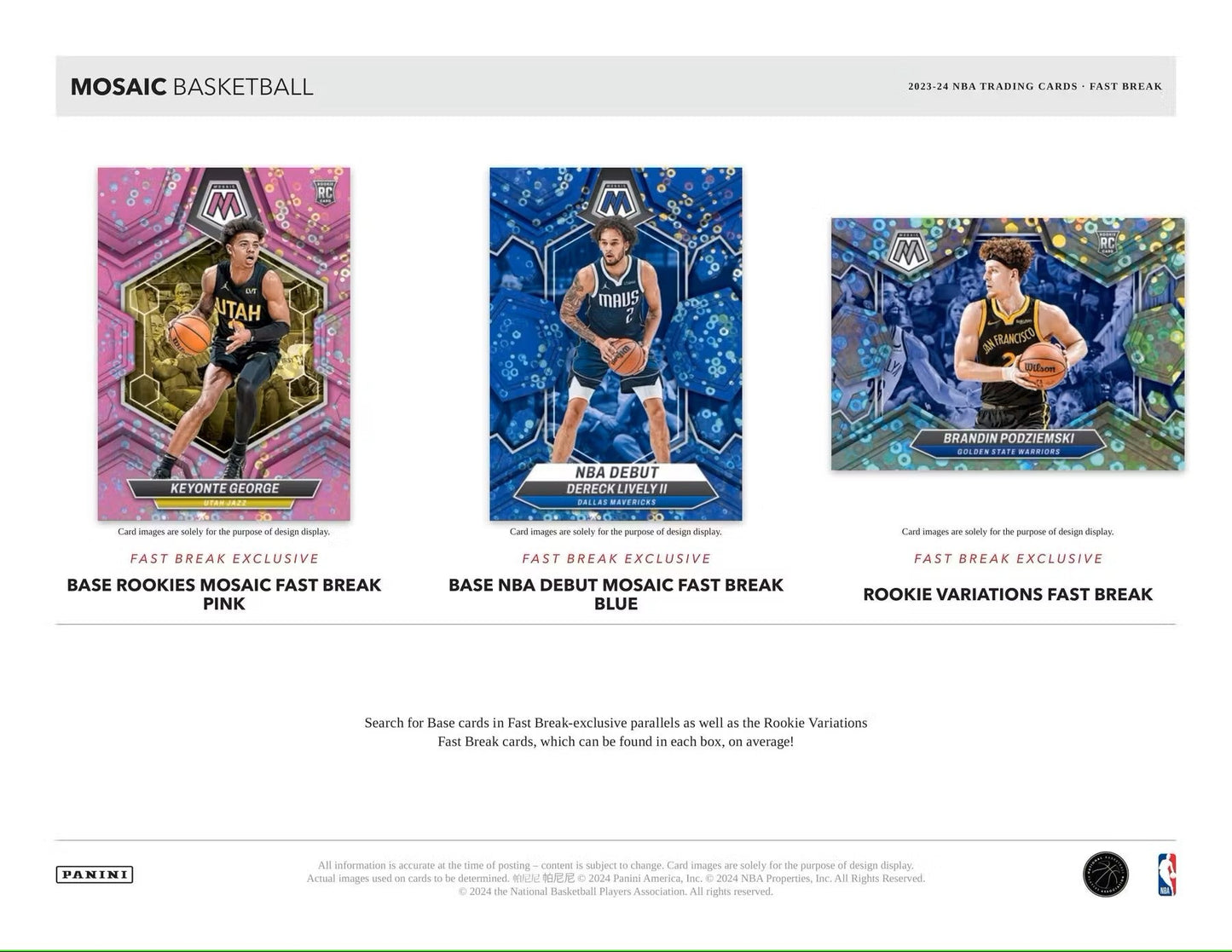 2023 - 24 Panini Mosaic Basketball Fast Break Box - Columbia Hobby - Sports Card Boxes - Toploaders - Card Savers