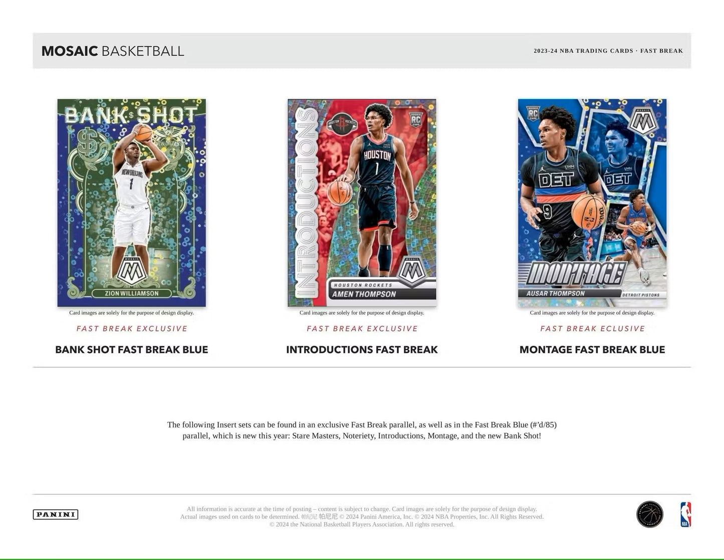 2023 - 24 Panini Mosaic Basketball Fast Break Box - Columbia Hobby - Sports Card Boxes - Toploaders - Card Savers