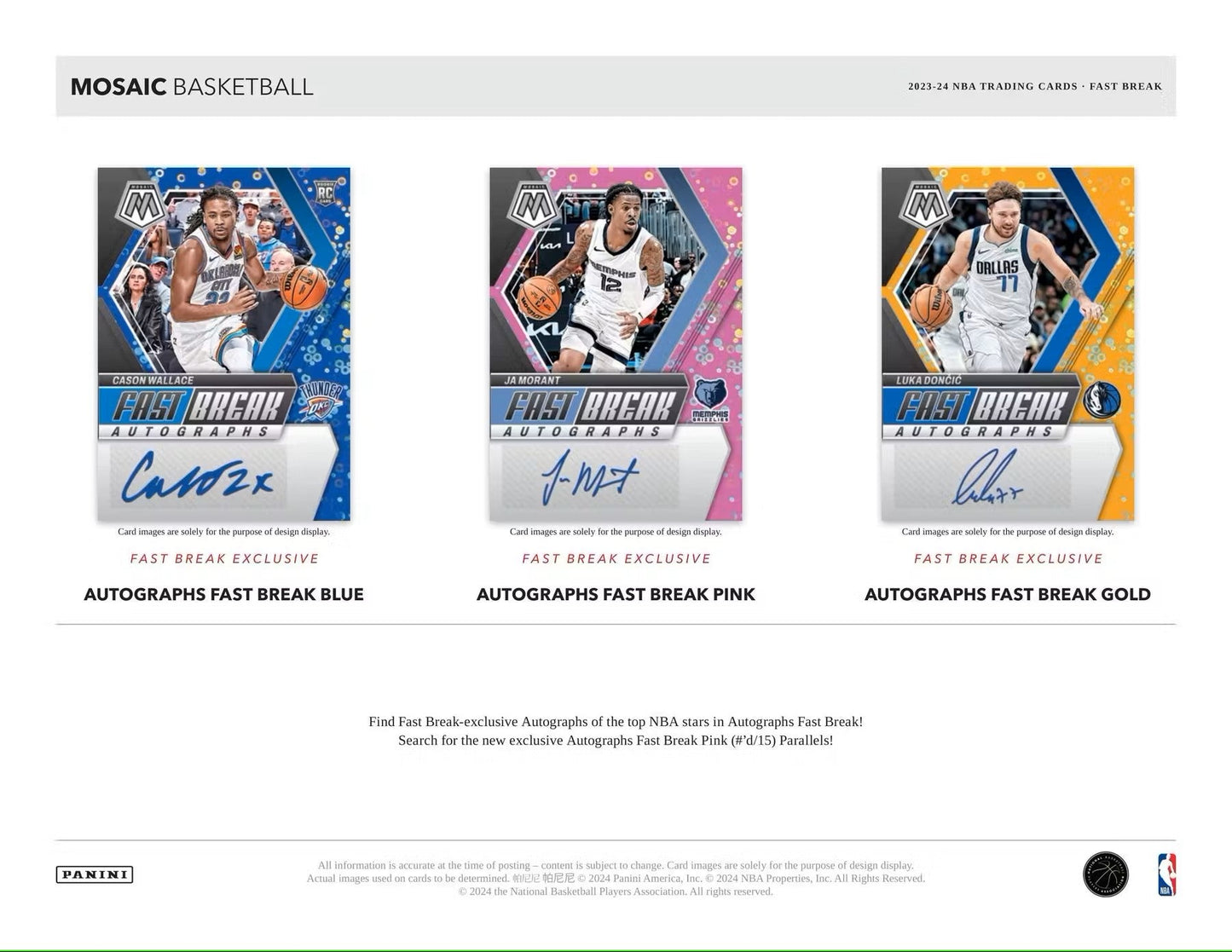 2023 - 24 Panini Mosaic Basketball Fast Break Box - Columbia Hobby - Sports Card Boxes - Toploaders - Card Savers