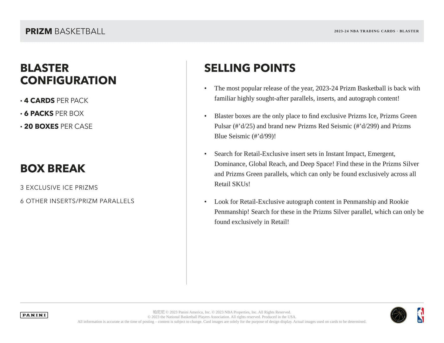 2023 - 24 Panini Prizm Basketball 6 - Pack Blaster Box (Ice Prizms!) - Columbia Hobby - Sports Card Boxes - Toploaders - Card Savers