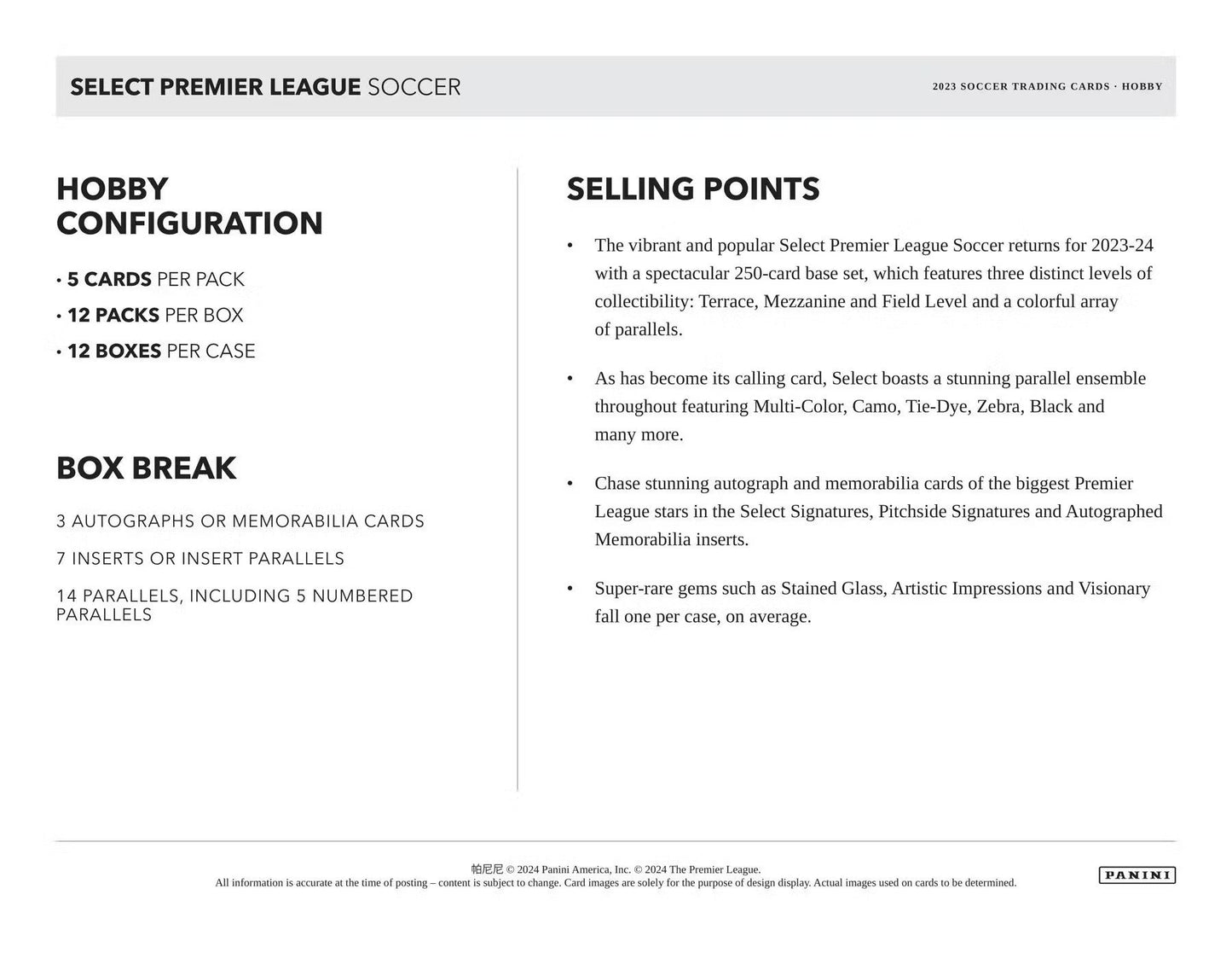 2023 - 24 Panini Select Premier League EPL Soccer Hobby Box - Columbia Hobby - Sports Card Boxes - Toploaders - Card Savers