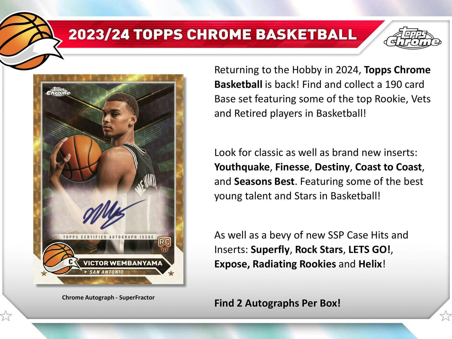 2023 - 24 Topps Chrome Basketball Hobby Box - Columbia Hobby - Sports Card Boxes - Toploaders - Card Savers