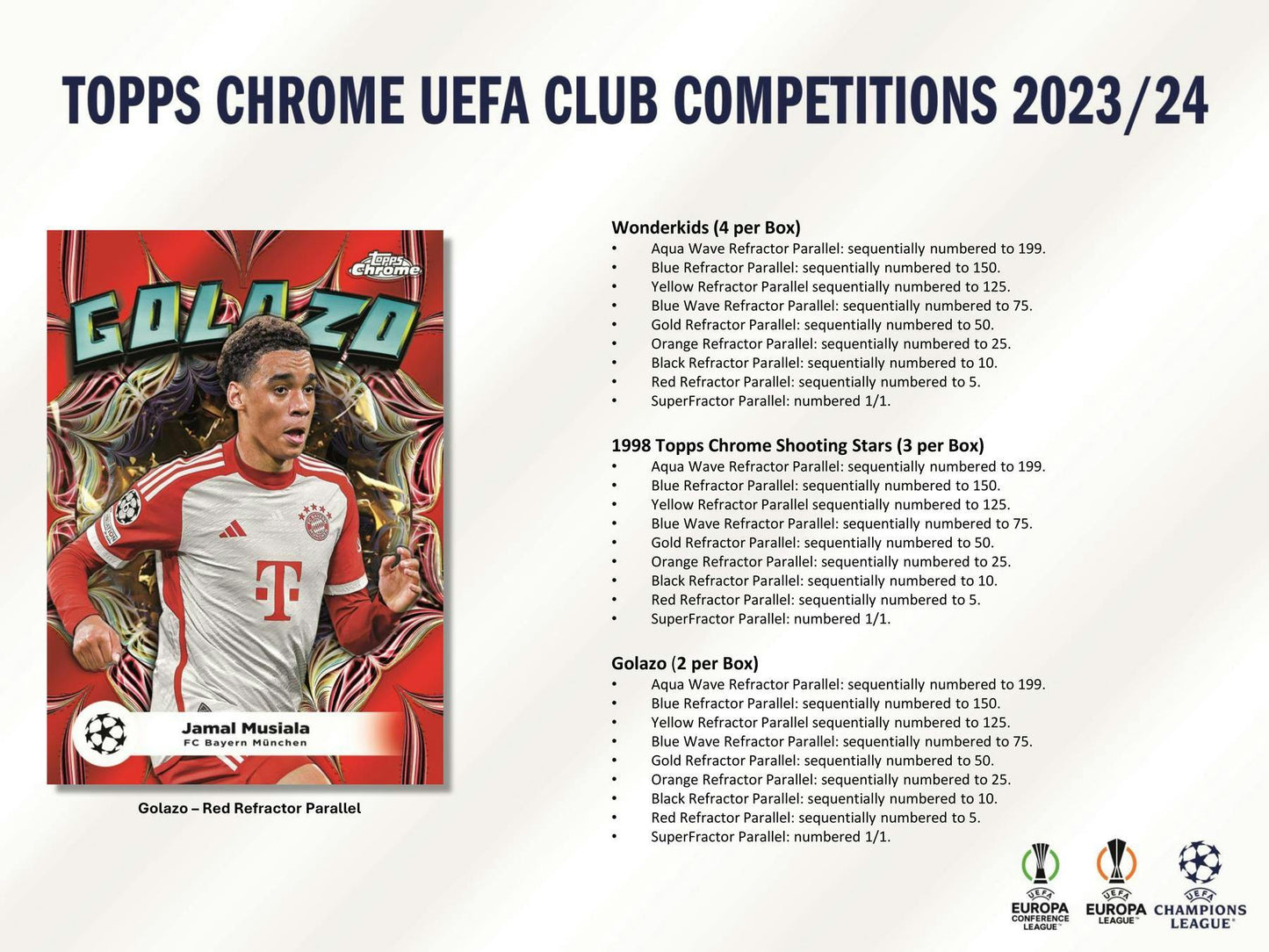 2023 - 24 Topps Chrome UEFA Club Competitions Soccer Hobby Jumbo Box - Columbia Hobby - Sports Card Boxes - Toploaders - Card Savers