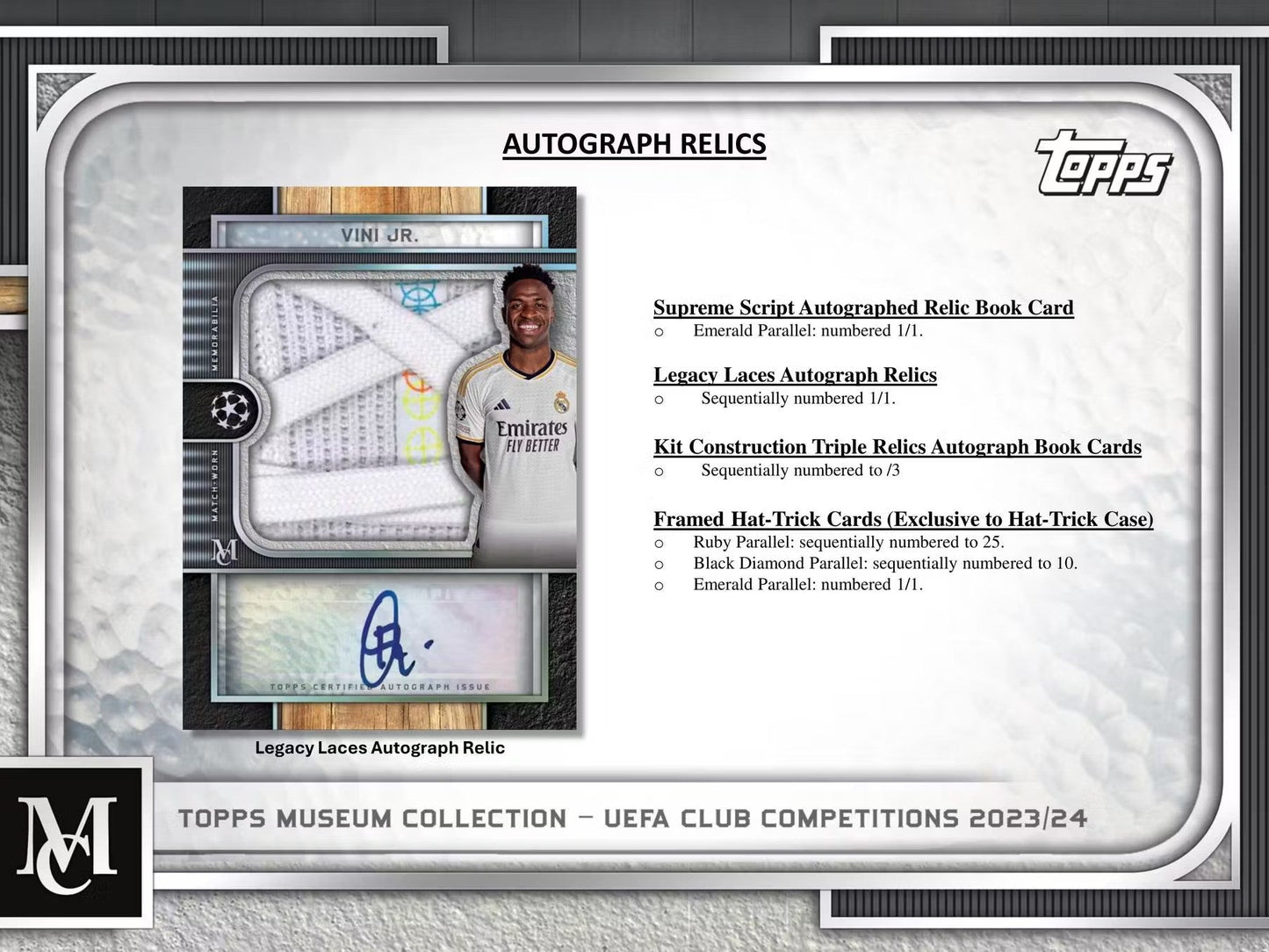 2023 - 24 Topps UEFA Club Competitions Museum Collection Soccer Hobby Box - Columbia Hobby - Sports Card Boxes - Toploaders - Card Savers