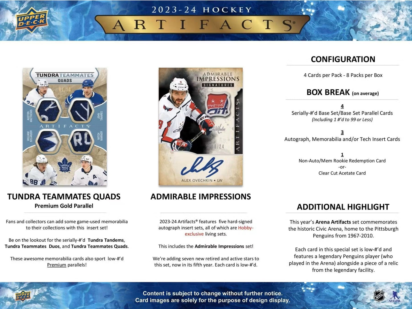 2023 - 24 Upper Deck Artifacts Hockey Hobby Box - Columbia Hobby - Sports Card Boxes - Toploaders - Card Savers