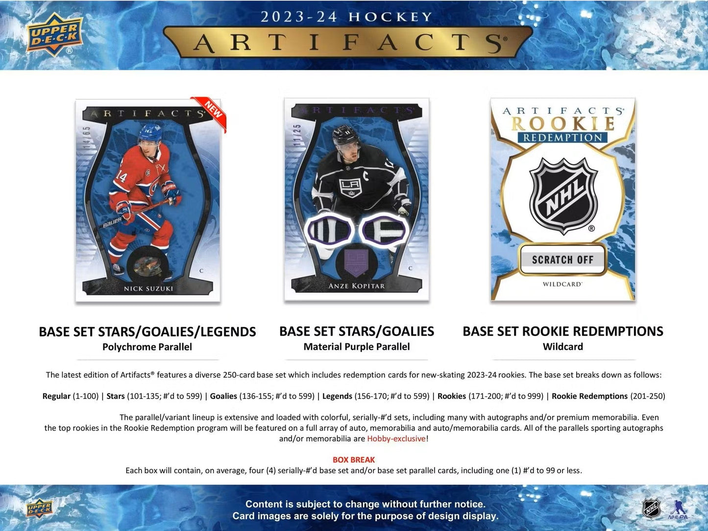 2023 - 24 Upper Deck Artifacts Hockey Hobby Box - Columbia Hobby - Sports Card Boxes - Toploaders - Card Savers