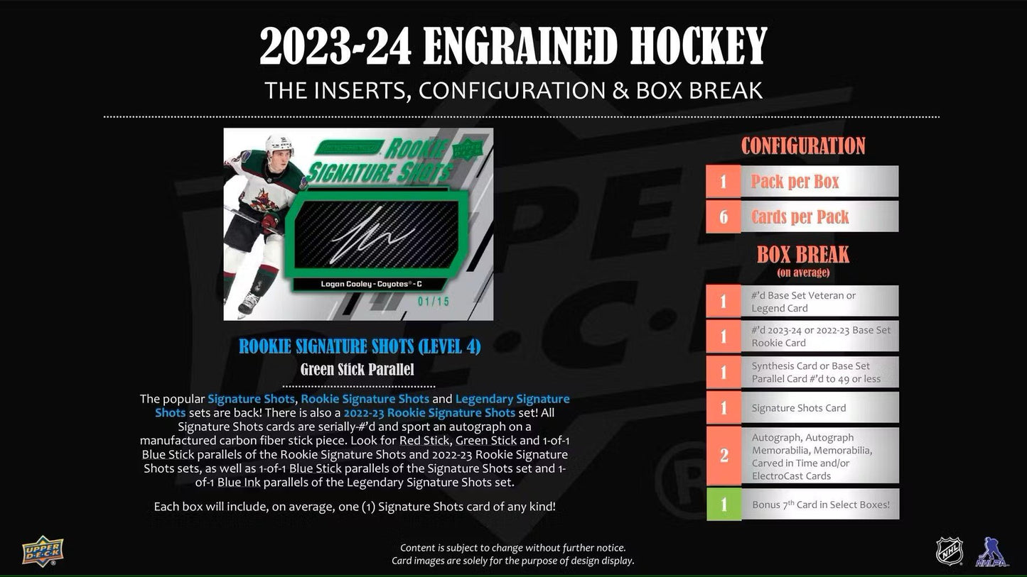 2023 - 24 Upper Deck Engrained Hockey Hobby Box - Columbia Hobby - Sports Card Boxes - Toploaders - Card Savers