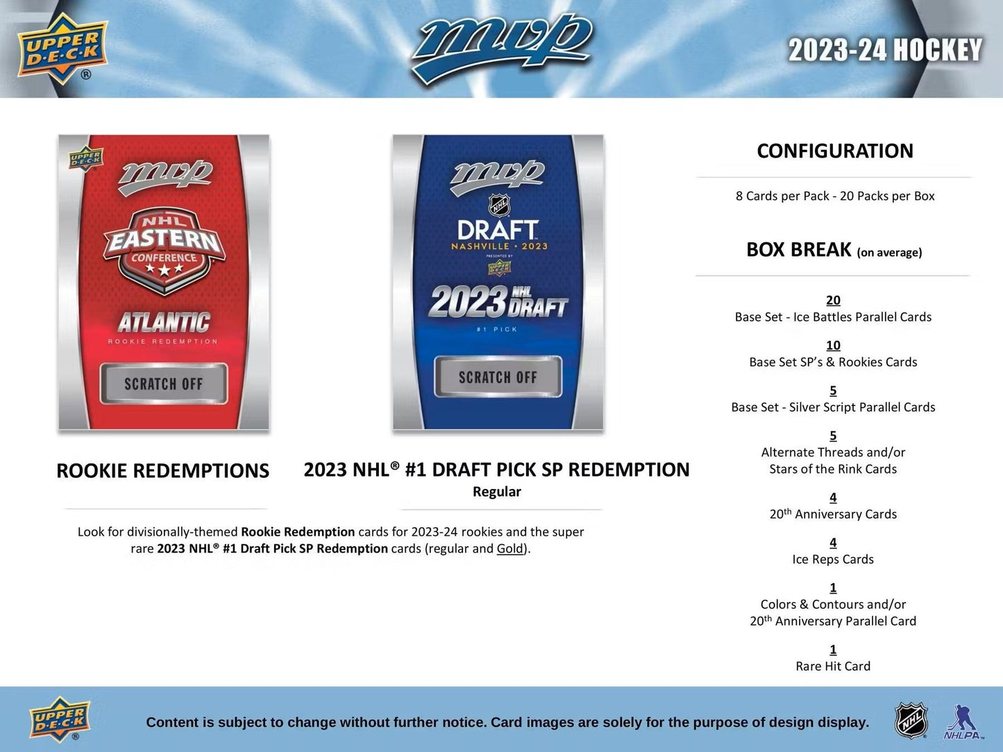 2023 - 24 Upper Deck MVP Hockey Hobby Box - Columbia Hobby - Sports Card Boxes - Toploaders - Card Savers