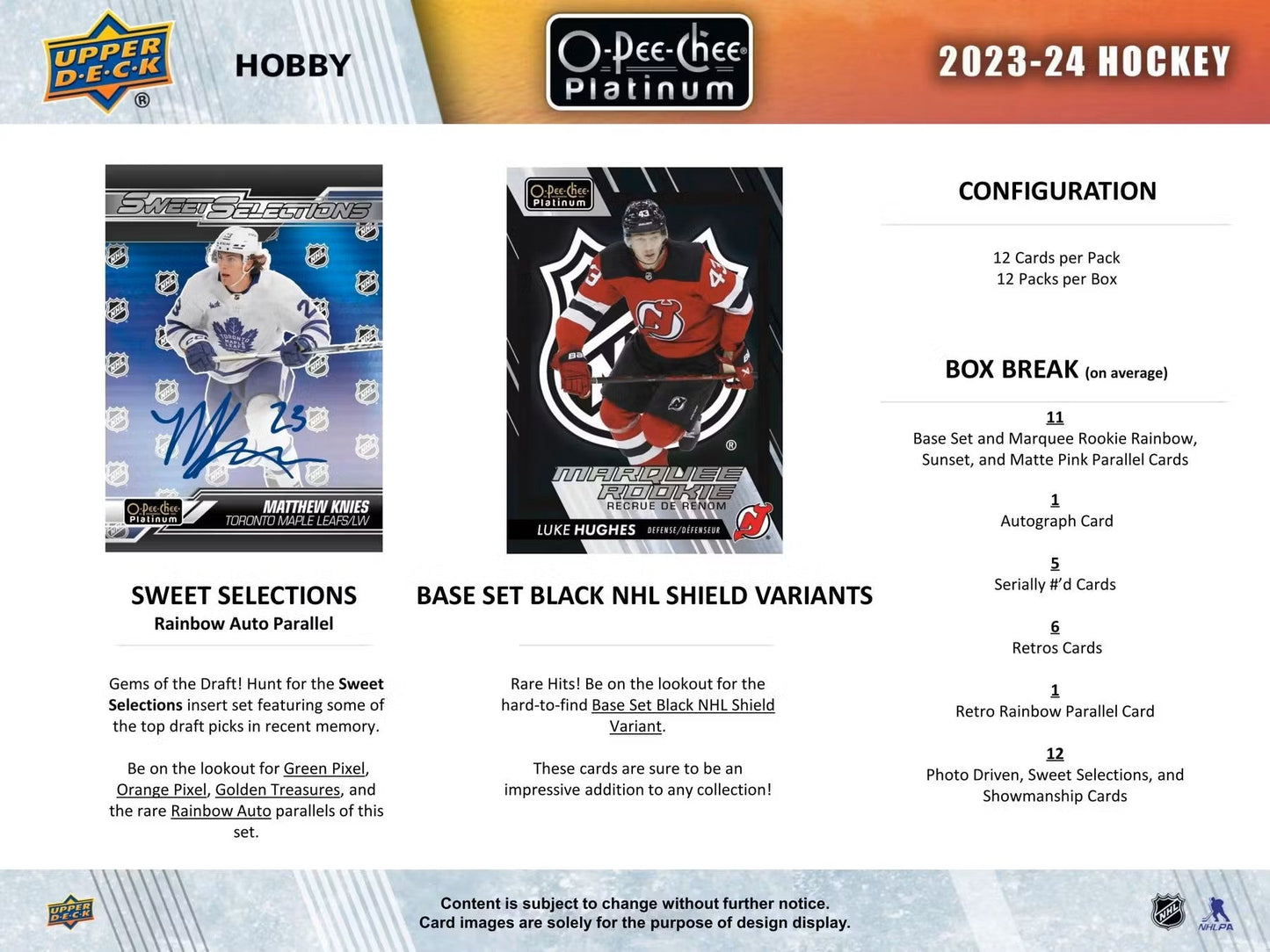 2023 - 24 Upper Deck O - Pee - Chee Platinum Hockey Hobby Box - Columbia Hobby - Sports Card Boxes - Toploaders - Card Savers