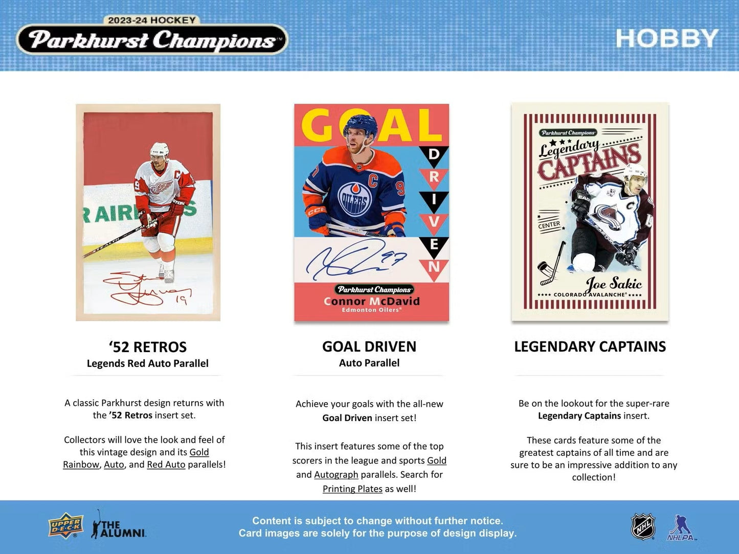 2023 - 24 Upper Deck Parkhurst Champions Hockey Hobby Box - Columbia Hobby - Sports Card Boxes - Toploaders - Card Savers