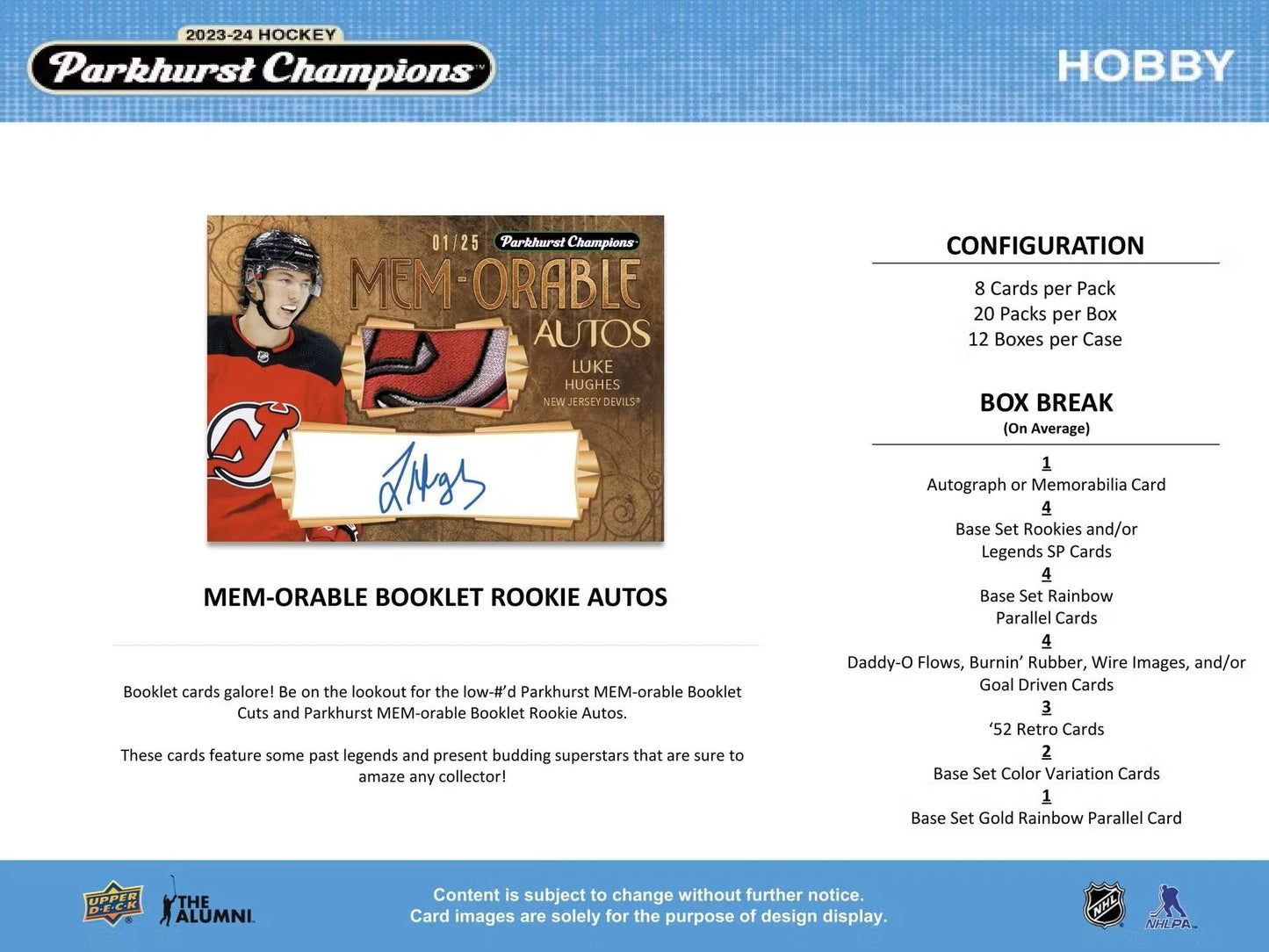 2023 - 24 Upper Deck Parkhurst Champions Hockey Hobby Box - Columbia Hobby - Sports Card Boxes - Toploaders - Card Savers