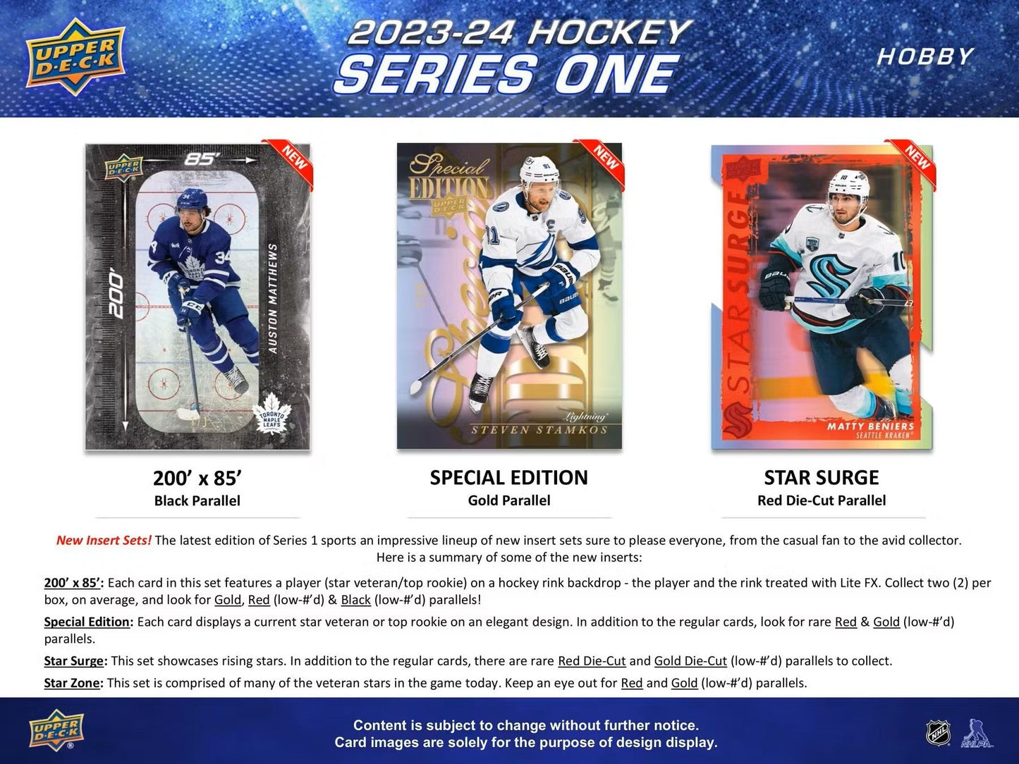 2023 - 24 Upper Deck Series 1 Hockey Hobby Box - Columbia Hobby - Sports Card Boxes - Toploaders - Card Savers