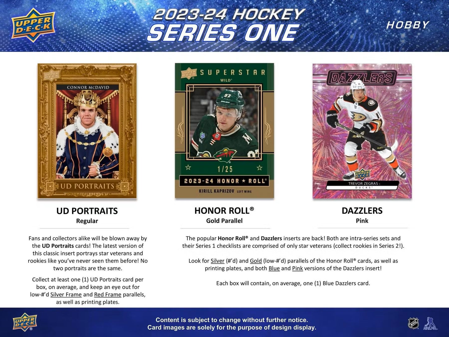 2023 - 24 Upper Deck Series 1 Hockey Hobby Box - Columbia Hobby - Sports Card Boxes - Toploaders - Card Savers