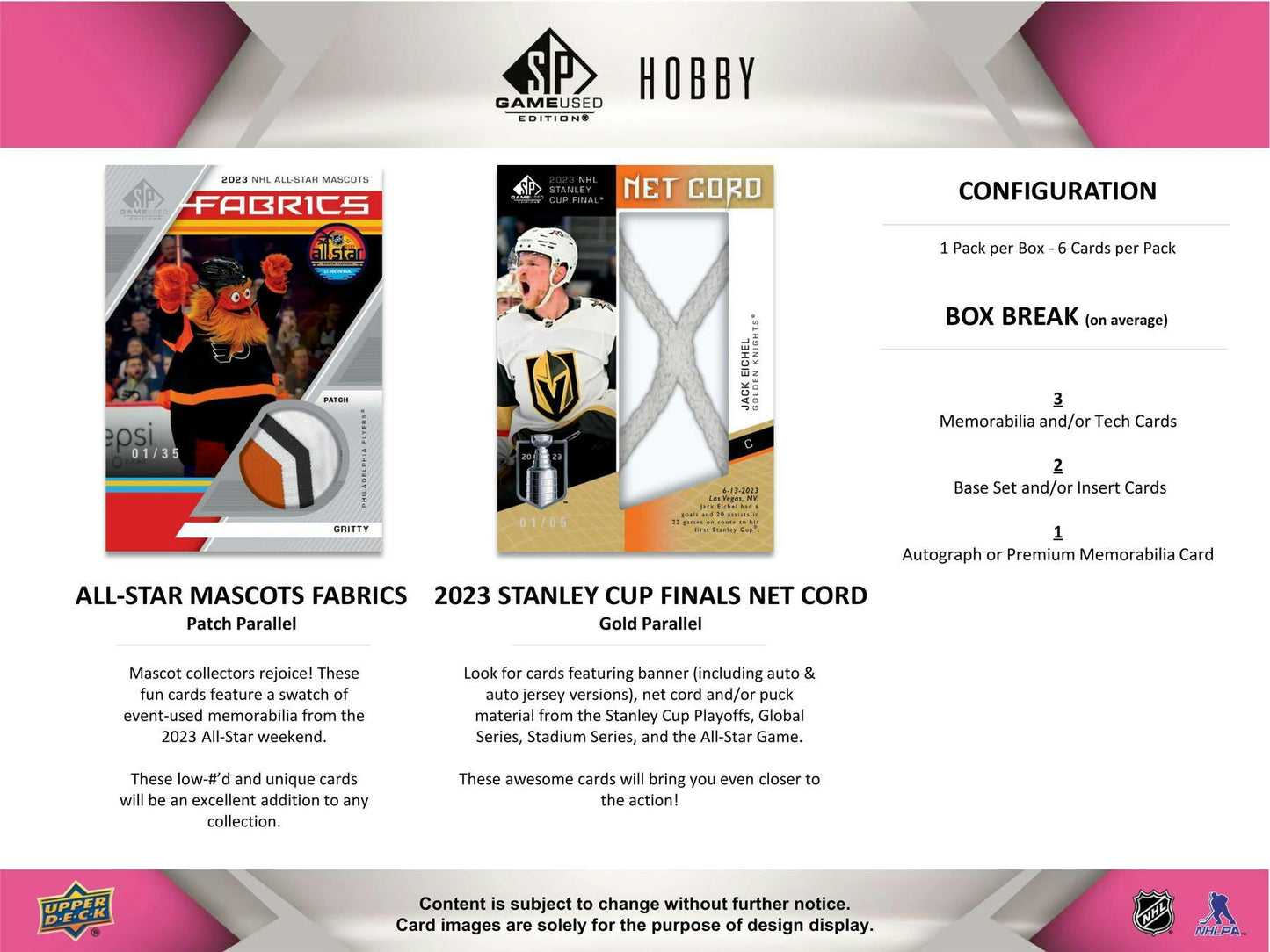 2023 - 24 Upper Deck SP Game Used Hockey Hobby Box - Columbia Hobby - Sports Card Boxes - Toploaders - Card Savers