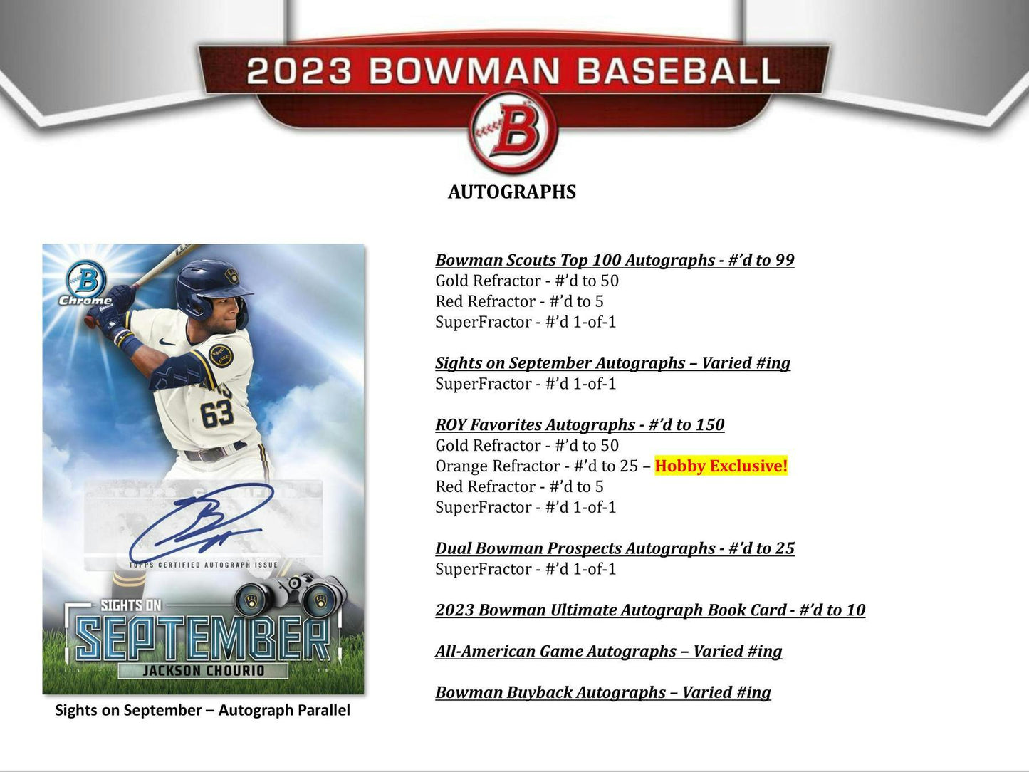 2023 Bowman Baseball Hobby Box - Columbia Hobby - Sports Card Boxes - Toploaders - Card Savers
