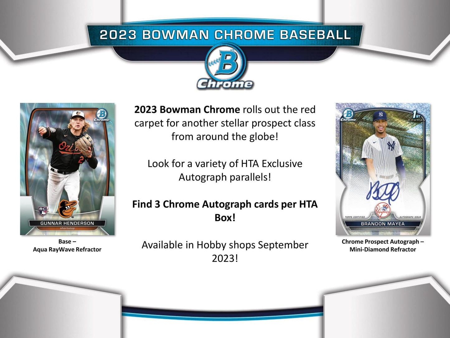 2023 Bowman Chrome Baseball HTA Choice Box - Columbia Hobby - Sports Card Boxes - Toploaders - Card Savers